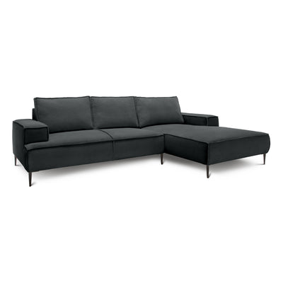Narożnik 3-osobowy 275 cm w stylu modern classic | May Antracyt (POSO 34) Prawostronny