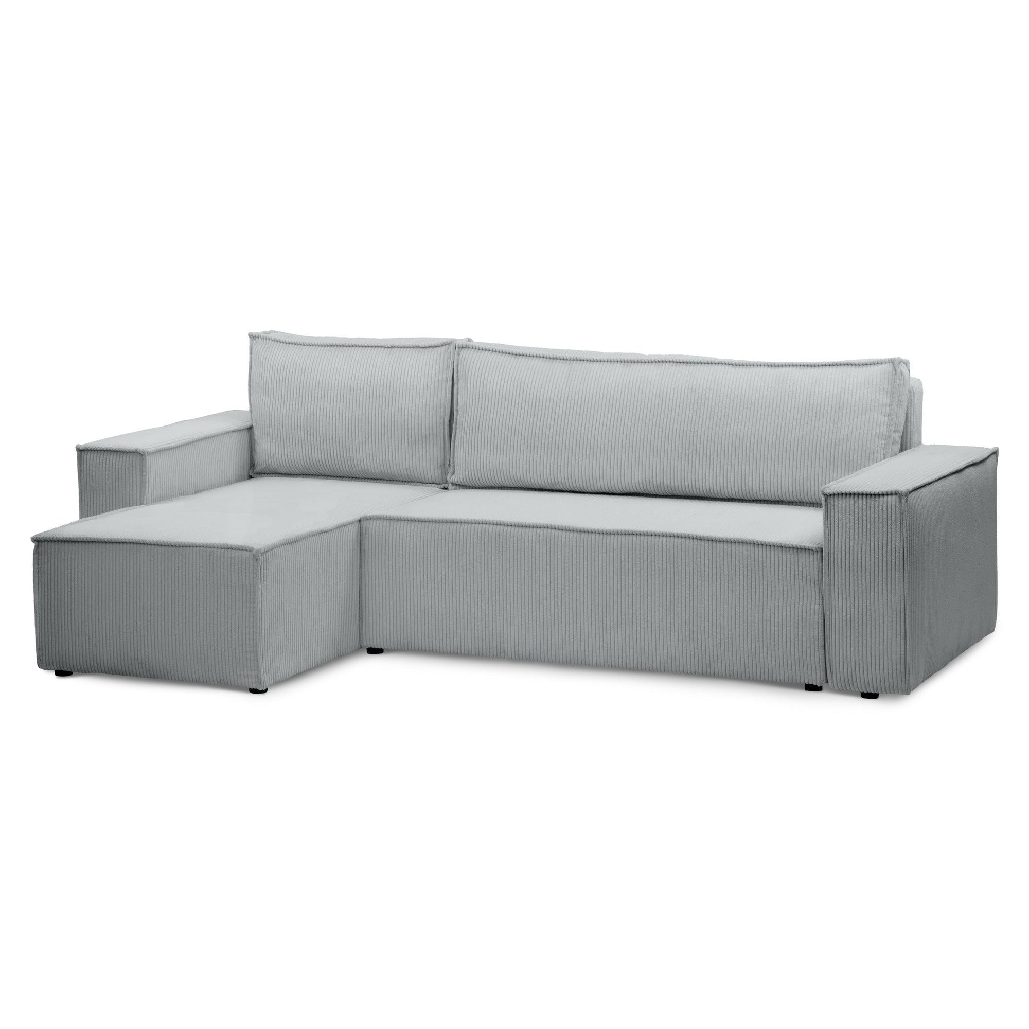 Narożnik uniwersalny z funkcją spania 3-osobowy 200x142–154 w stylu loft – tkanina POSO, pojemnik na pościel, mechanizm DL | Agi Szary Bambus (POSO 55) Uniwersalny