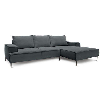 Narożnik 3-osobowy 275 cm w stylu modern classic | May Grafitowy Mech (POSO 60) Prawostronny