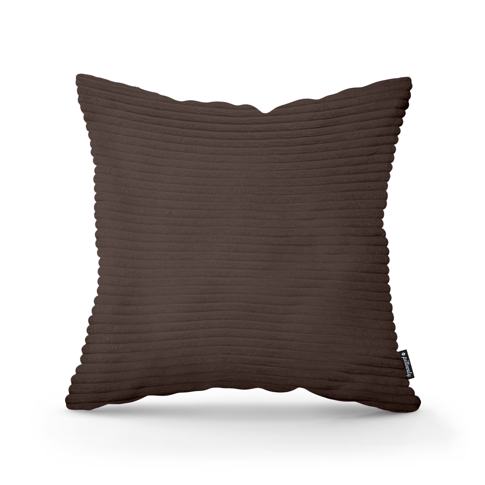 Poduszka dekoracyjna 45×45 cm w stylu scandi i boho – wyraziste prążki | Szeroki Sztruks Ciemny Orzech (POSO 06)