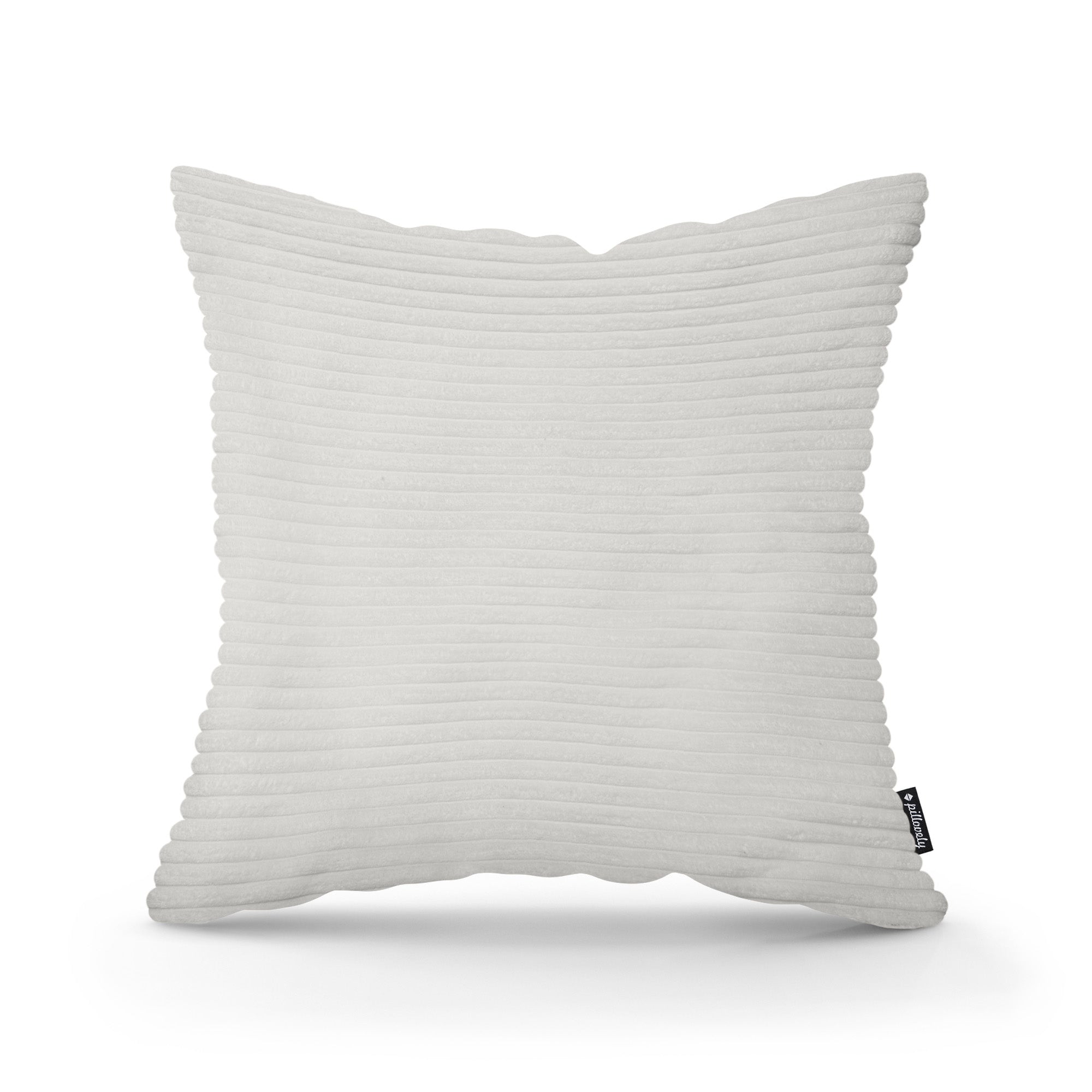 Poduszka dekoracyjna 45×45 cm w stylu scandi i boho – wyraziste prążki | Szeroki Sztruks Lniany Krem (POSO 100)