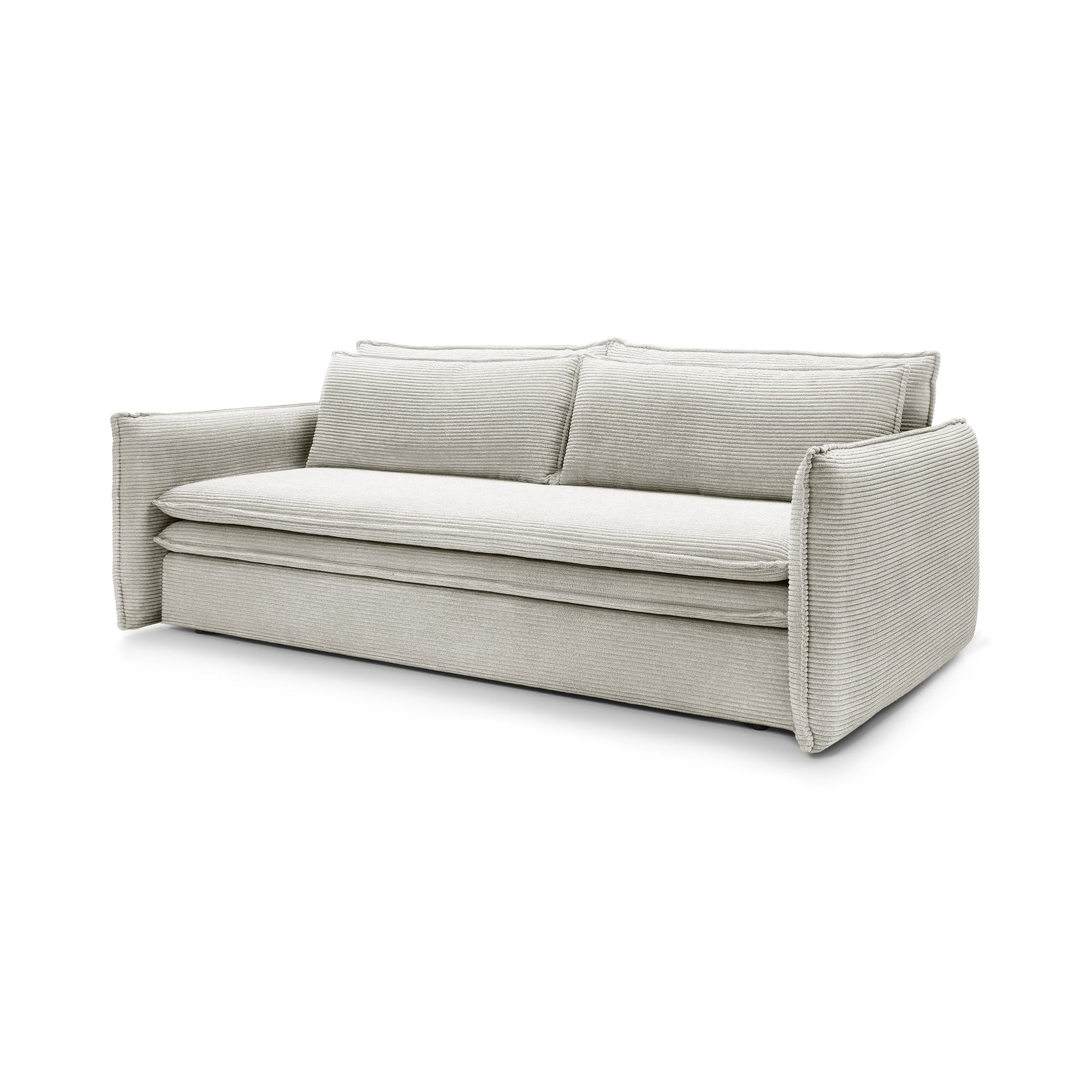 Sofa modułowa z funkcją spania 140x200 i pojemnikiem – sztruksowa, pet friendly | Lily Lniany Krem (POSO 100)