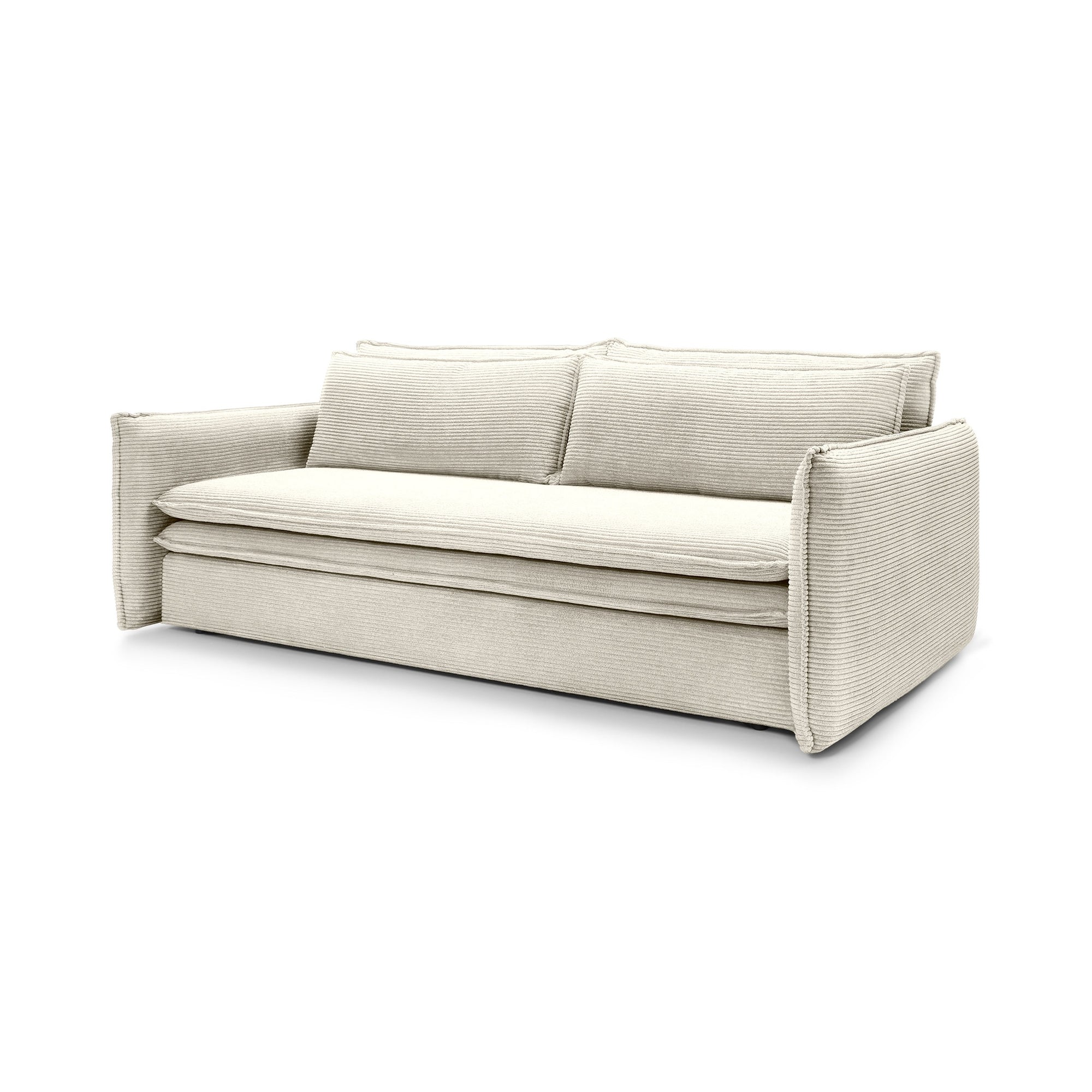 Sofa modułowa z funkcją spania 140x200 i pojemnikiem – sztruksowa, pet friendly | Lily Kość Słoniowa (POSO 105)