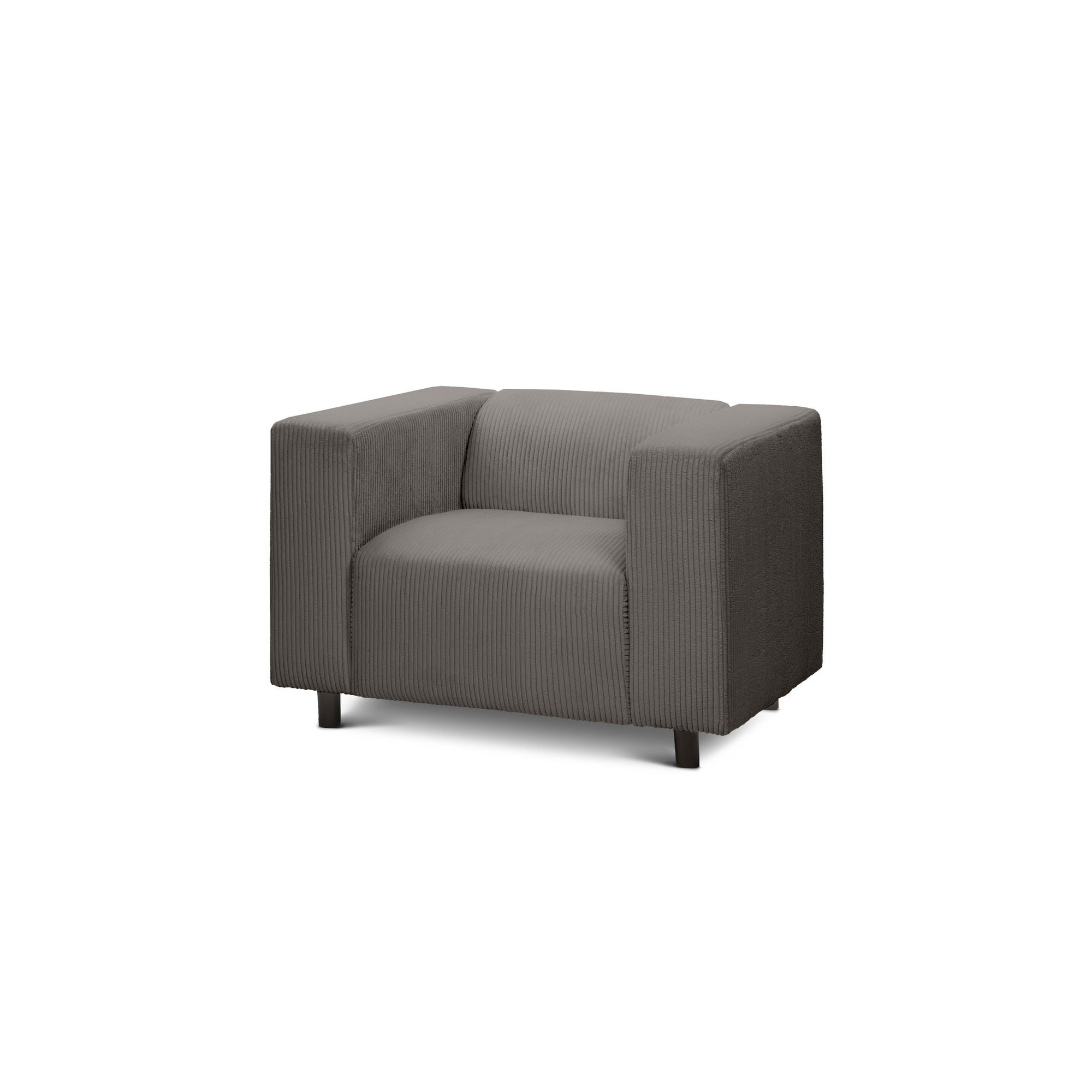 Fotel 95 cm do relaksu w stylu skandynawskim – Sztruks POSO, szerokie podłokietniki | July Brązowy Grafit (POSO 120)