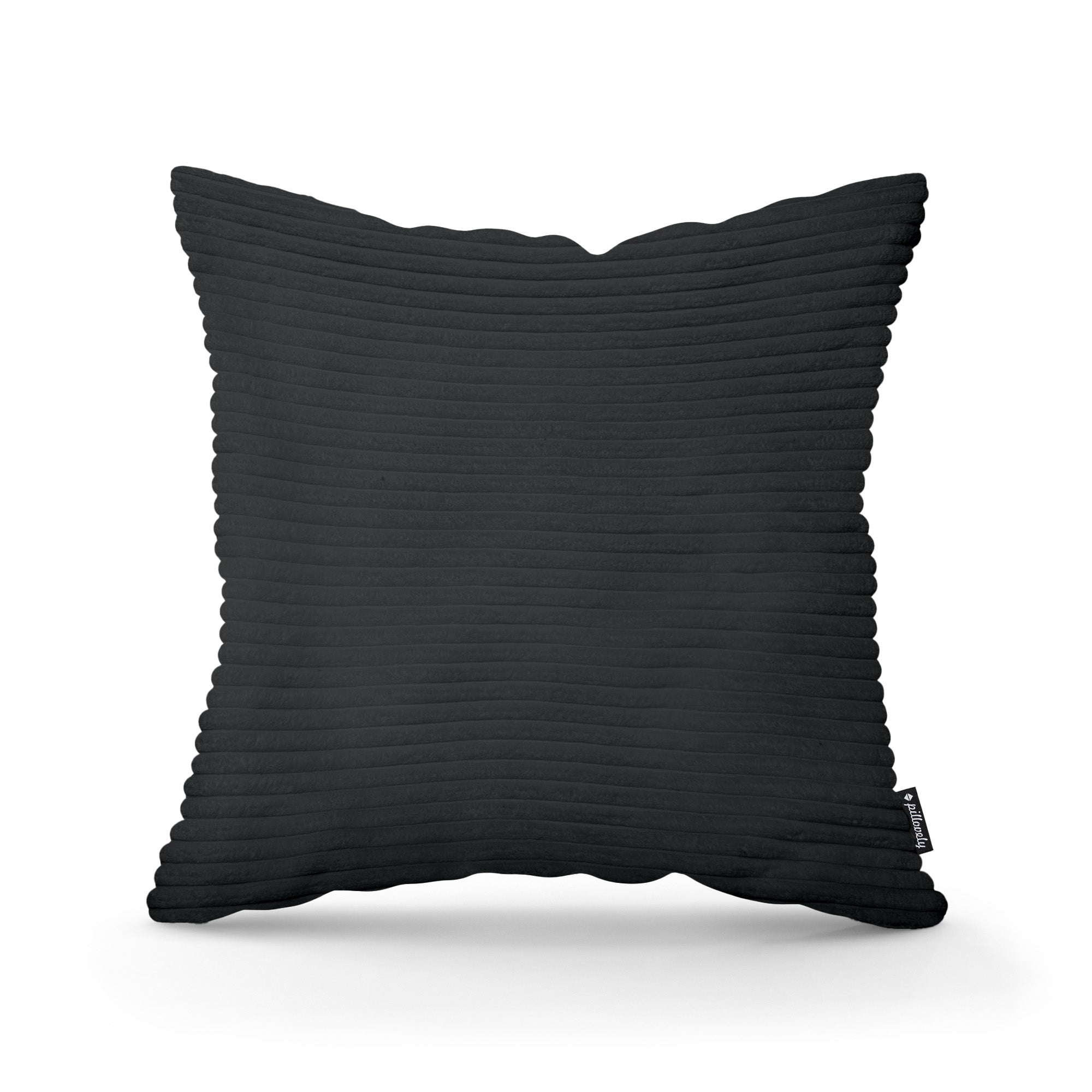 Poduszka dekoracyjna 45×45 cm w stylu scandi i boho – wyraziste prążki | Szeroki Sztruks Węgiel (POSO 135)