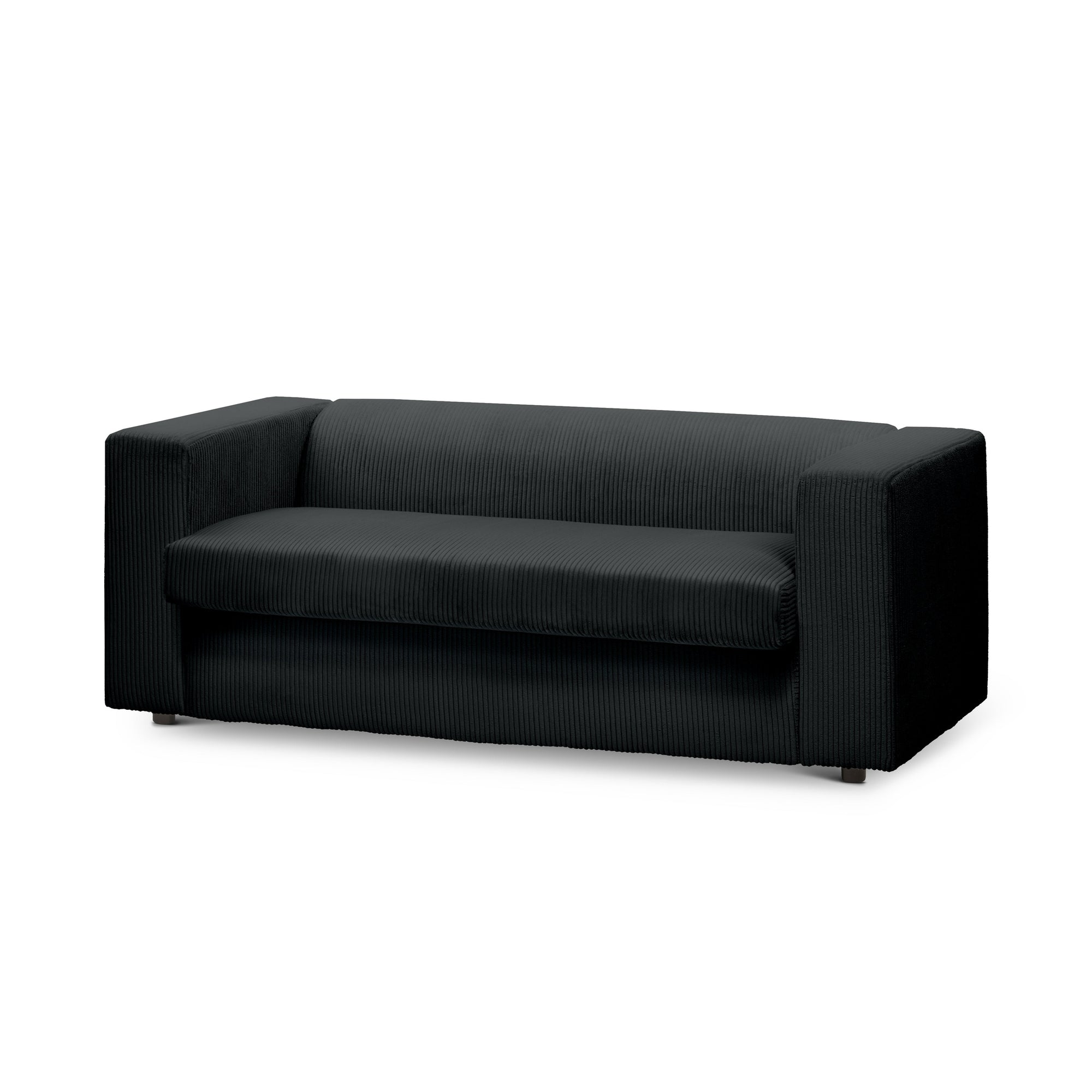 Sofa 2-osobowa z funkcją spania 174 cm – kompaktowa, sztruksowa, nowoczesna | July Węgiel (POSO 135)