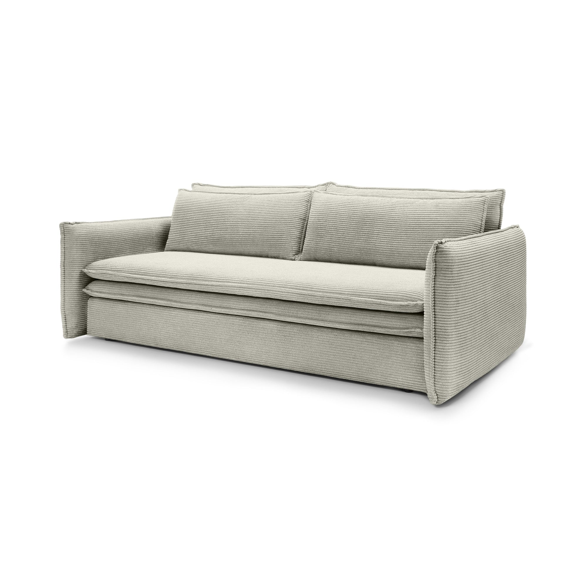 Sofa modułowa z funkcją spania 140x200 i pojemnikiem – sztruksowa, pet friendly | Lily Szary Len (POSO 140)