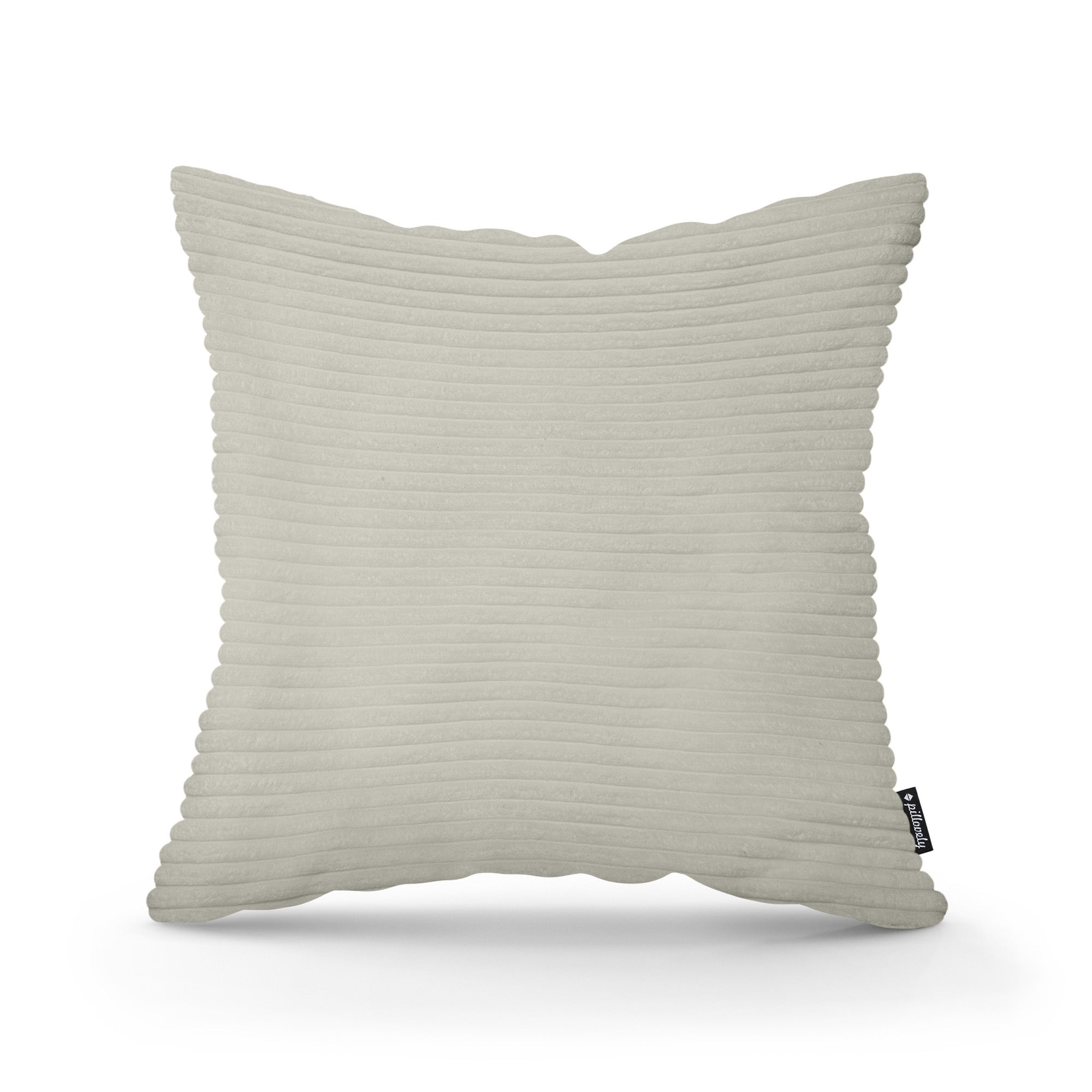 Poduszka dekoracyjna 45×45 cm w stylu scandi i boho – wyraziste prążki | Szeroki Sztruks Szary Len (POSO 140)