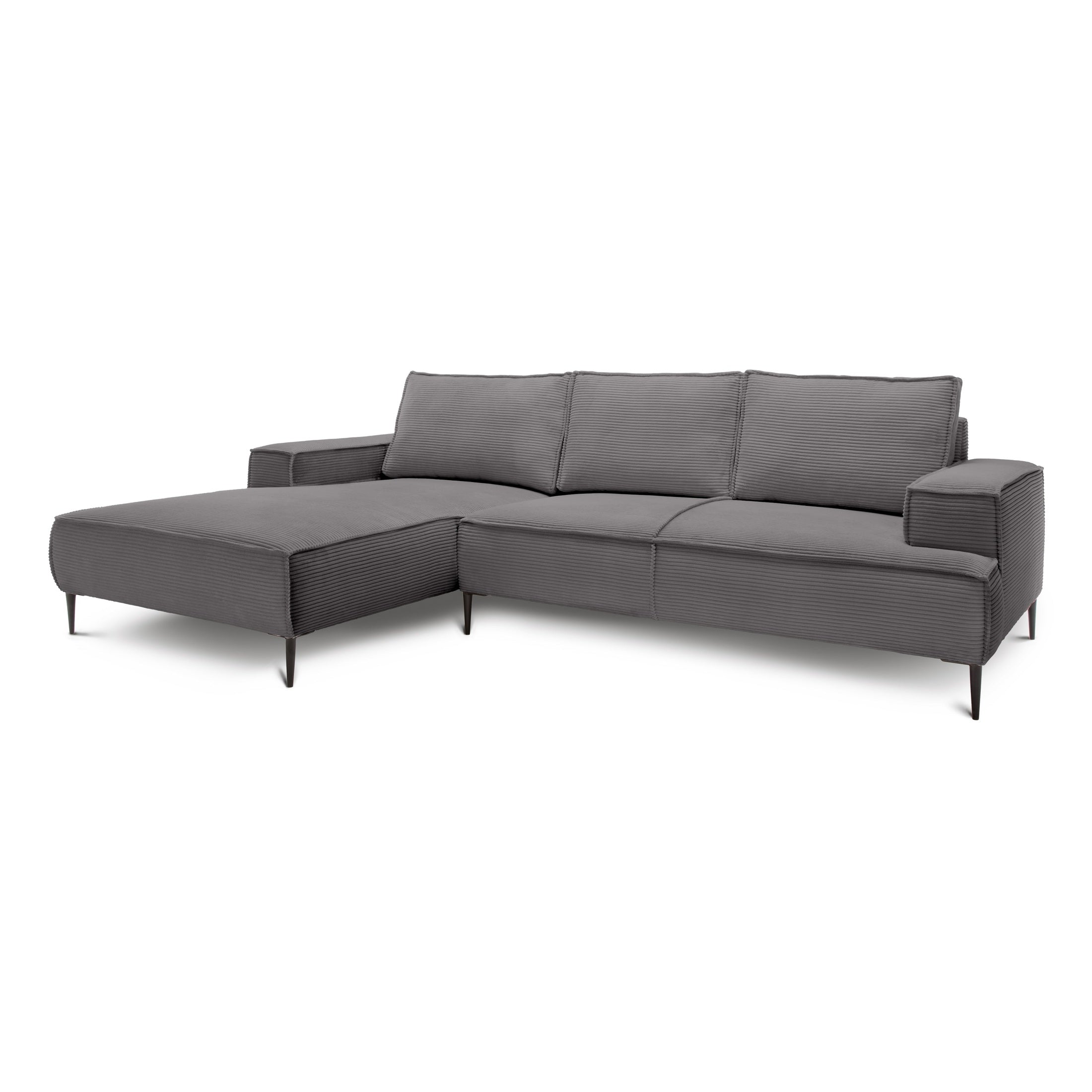 Narożnik 3-osobowy 275 cm w stylu modern classic | May Stalowy Brąz (POSO 22) Lewostronny