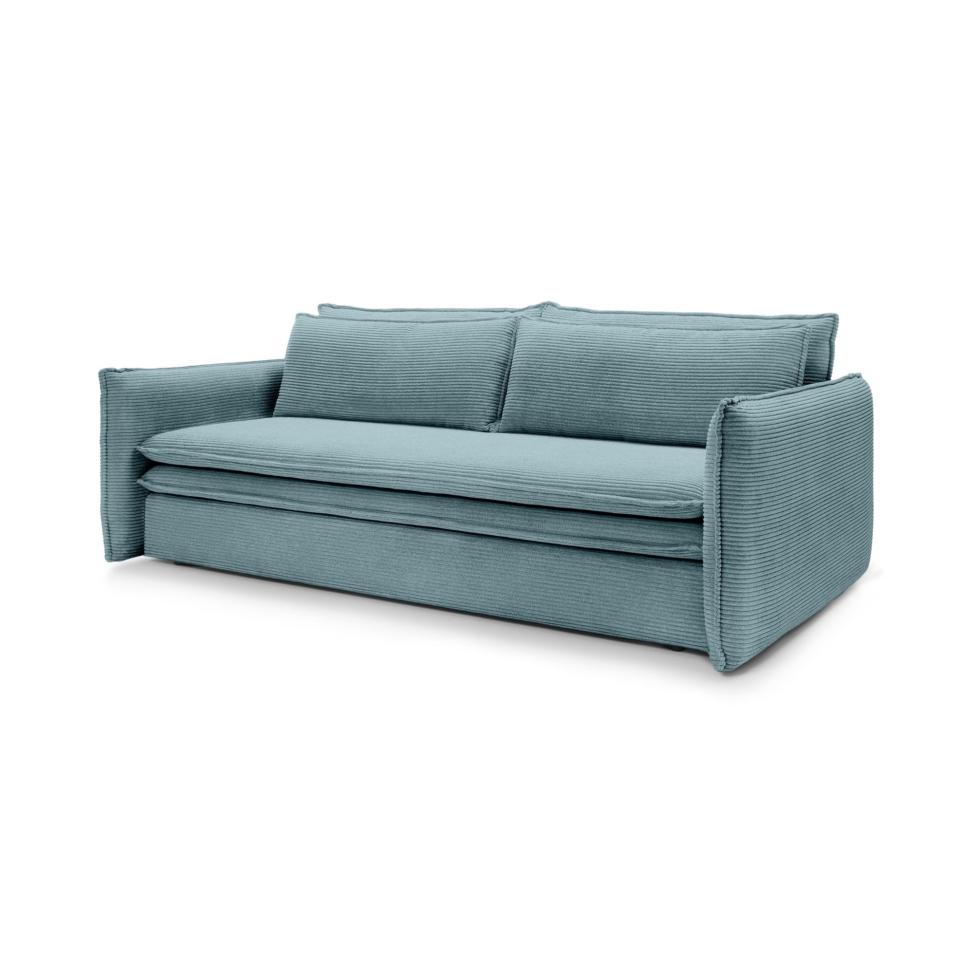 Sofa modułowa z funkcją spania 140x200 i pojemnikiem – sztruksowa, pet friendly | Lily Zimna Mięta (POSO 26)