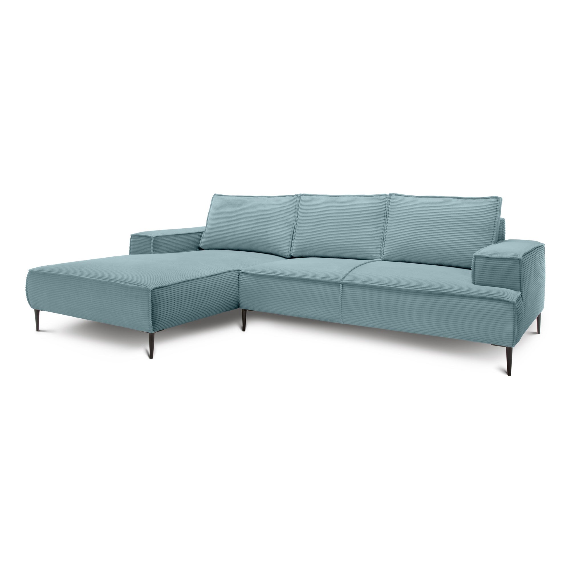 Narożnik 3-osobowy 275 cm w stylu modern classic – tkanina POSO, pianka T35 | May Zimna Mięta (POSO 26) Lewostronny
