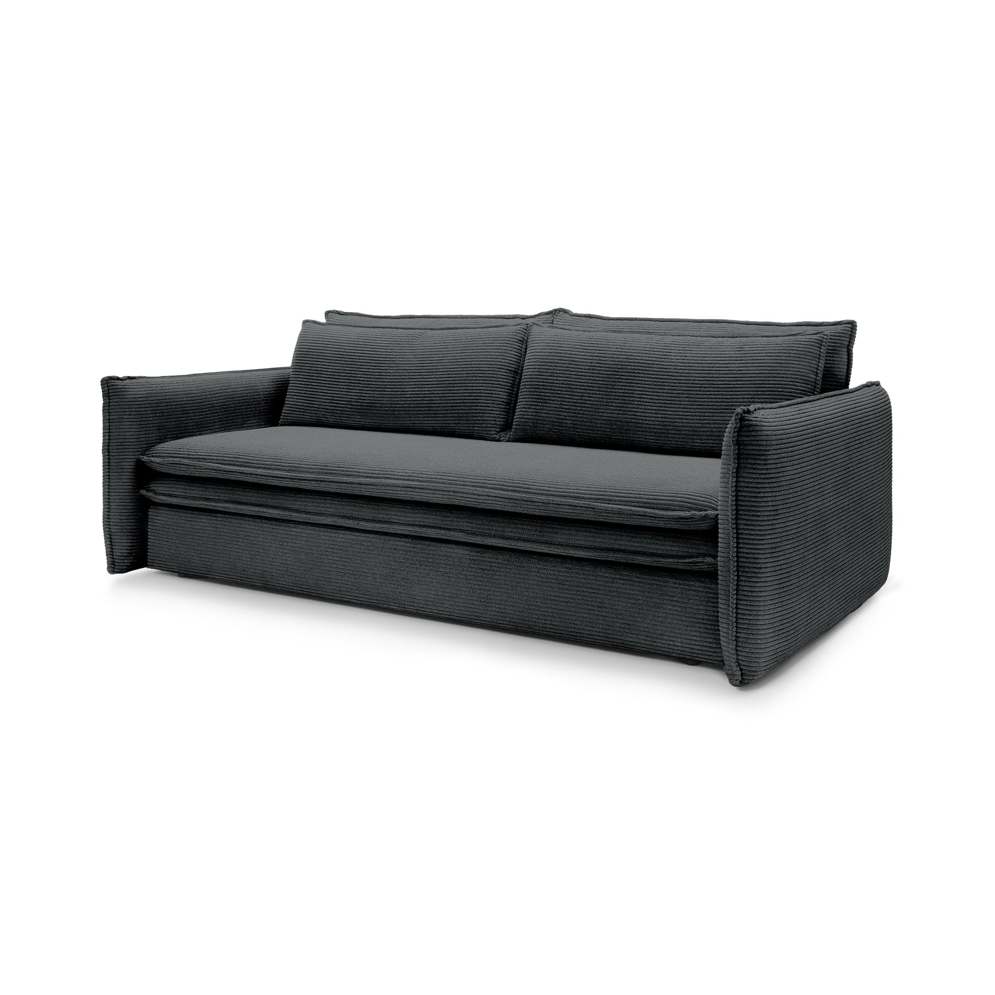 Sofa modułowa z funkcją spania 140x200 i pojemnikiem – sztruksowa, pet friendly | Lily Antracyt (POSO 34)