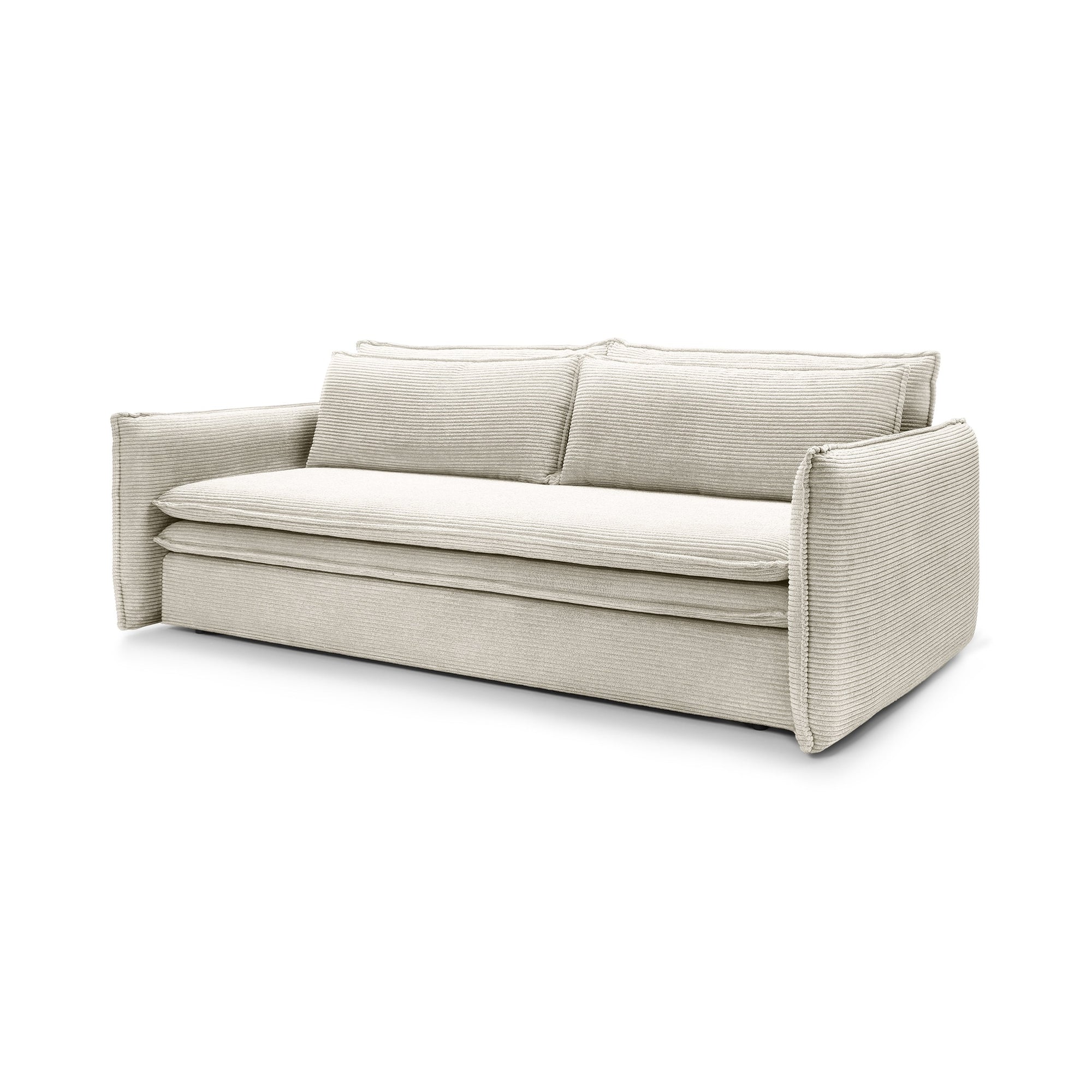 Sofa modułowa z funkcją spania 140x200 i pojemnikiem – sztruksowa, pet friendly | Lily Porcelanowy Beż (POSO 38)