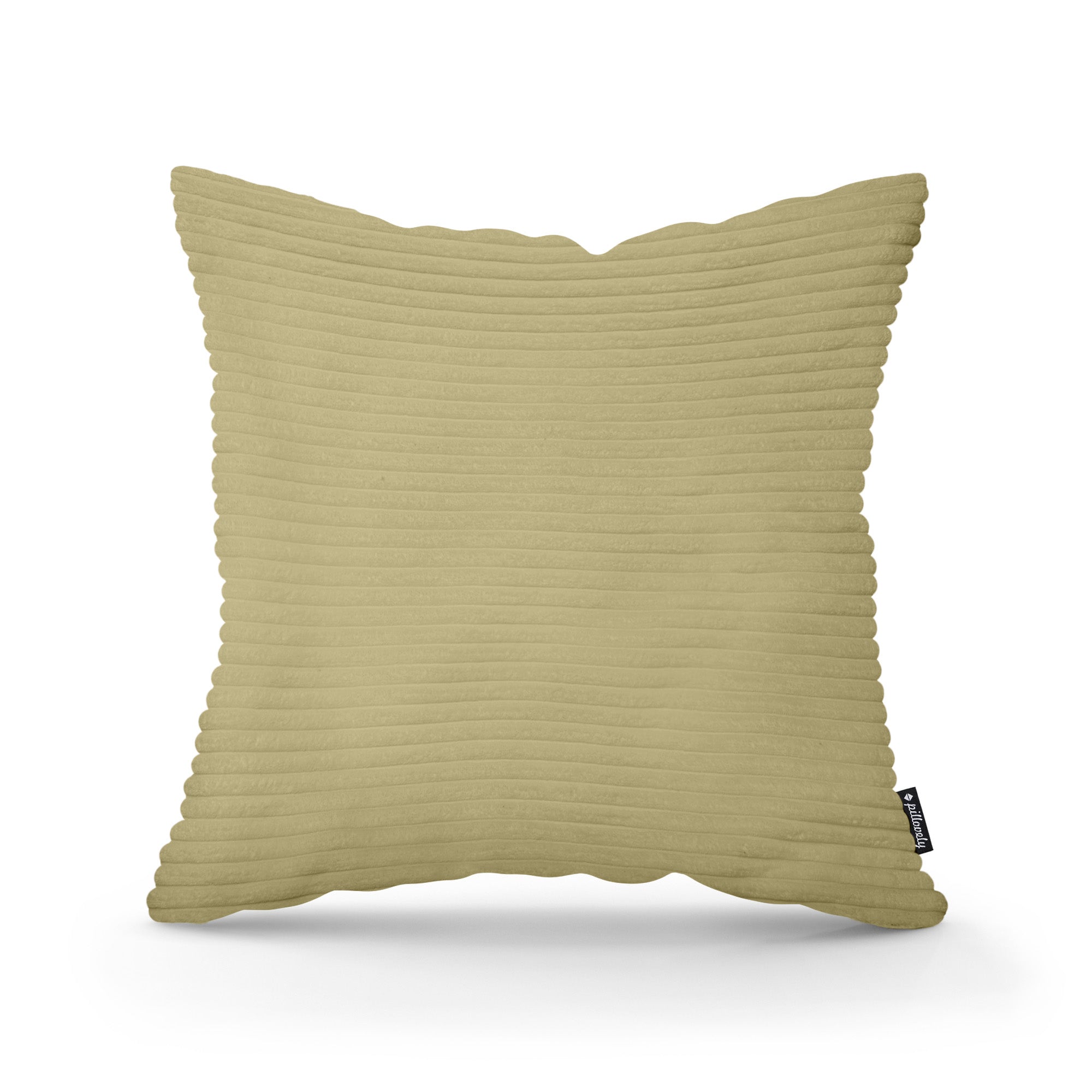 Poduszka dekoracyjna 45×45 cm w stylu scandi i boho – wyraziste prążki | Szeroki Sztruks Oliwka (POSO 44)