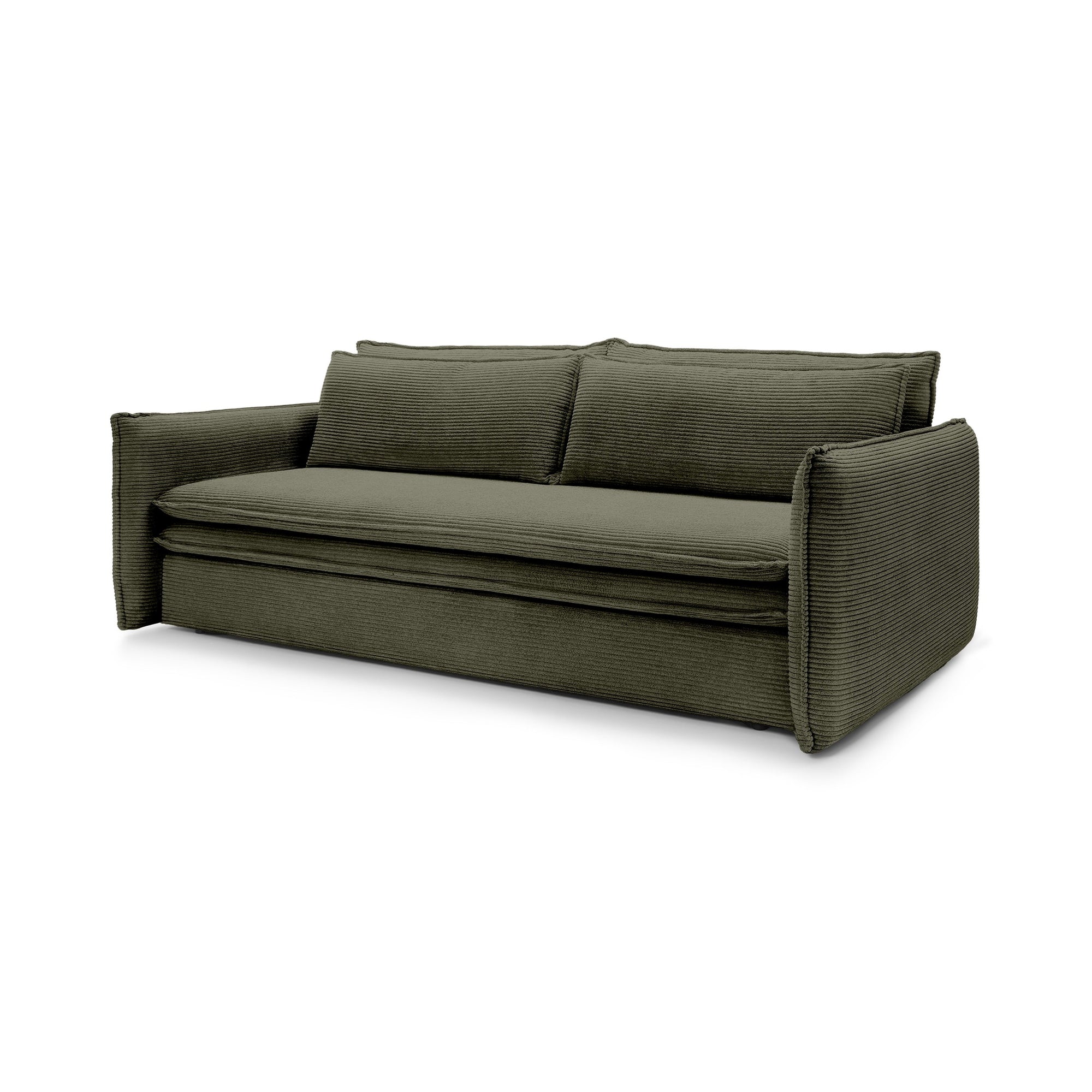 Sofa modułowa z funkcją spania 140x200 i pojemnikiem – sztruksowa, pet friendly | Lily Zielony Dąb (POSO 46)