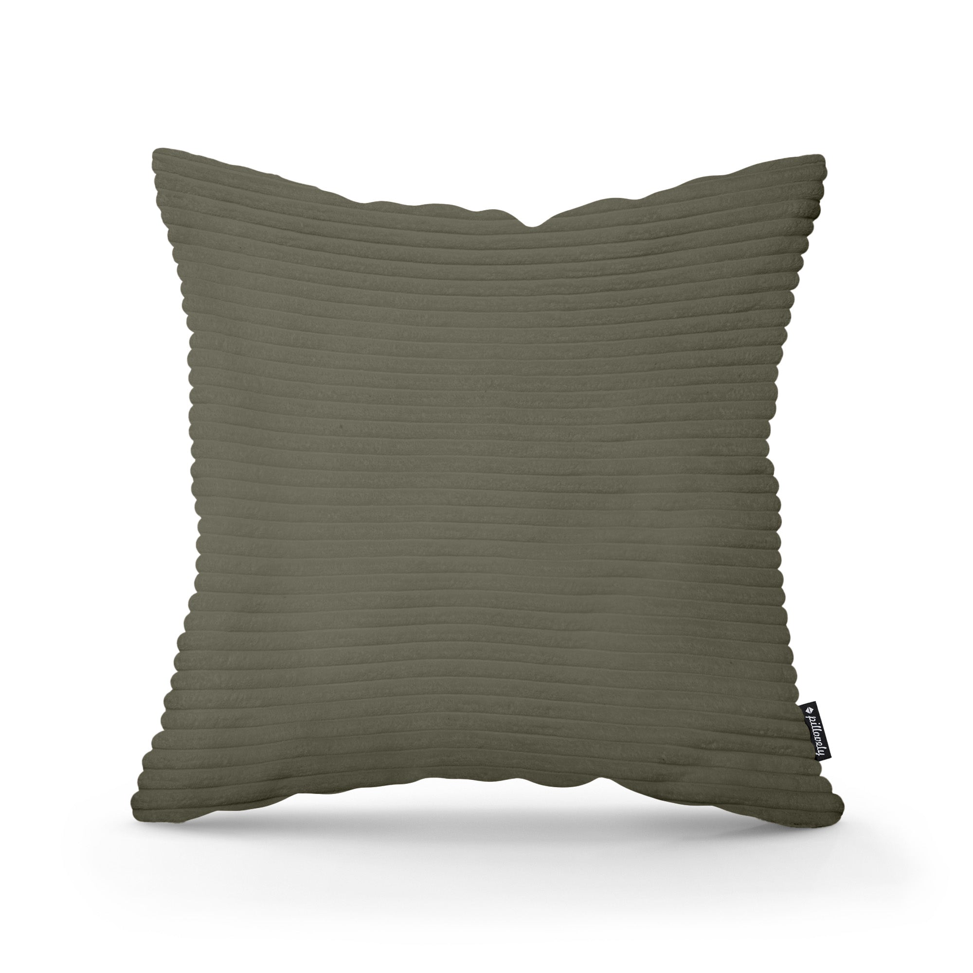 Poduszka dekoracyjna 45×45 cm w stylu scandi i boho – wyraziste prążki | Szeroki Sztruks Zielony Dąb (POSO 46)