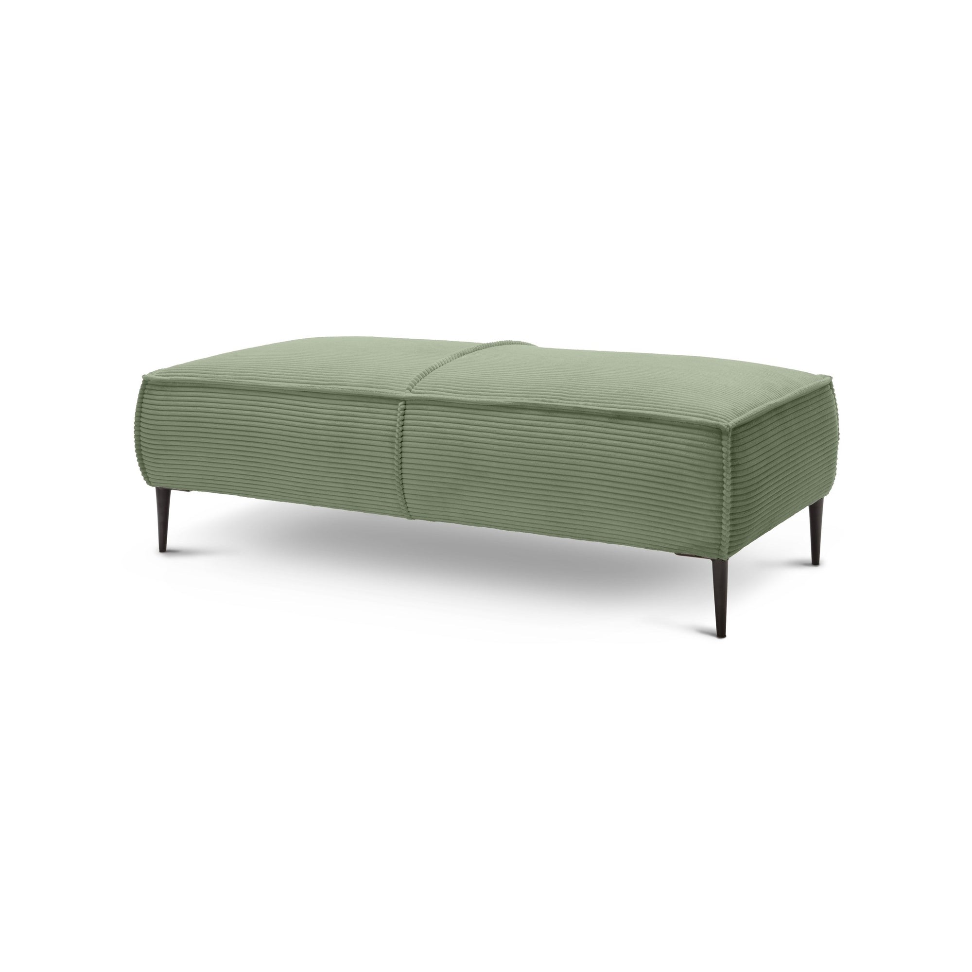 Pufa 140 cm do salonu w stylu modern – kompaktowa forma, elastyczne siedzisko | May Szarozieleń (POSO 47)