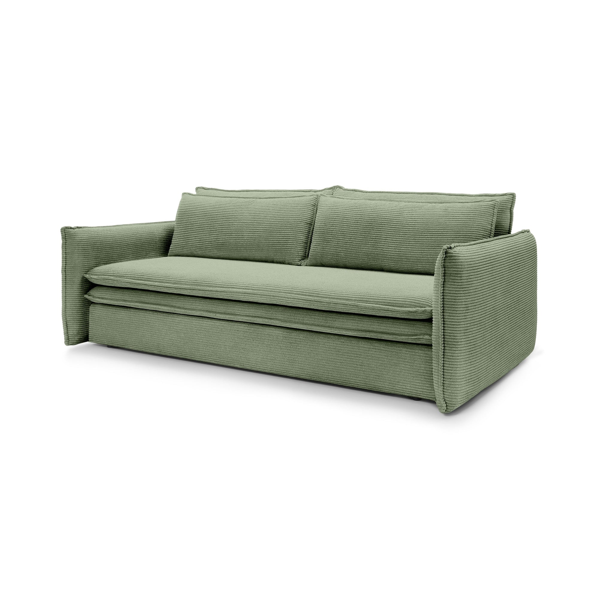 Sofa modułowa z funkcją spania 140x200 i pojemnikiem – sztruksowa, pet friendly | Lily Szarozieleń (POSO 47)