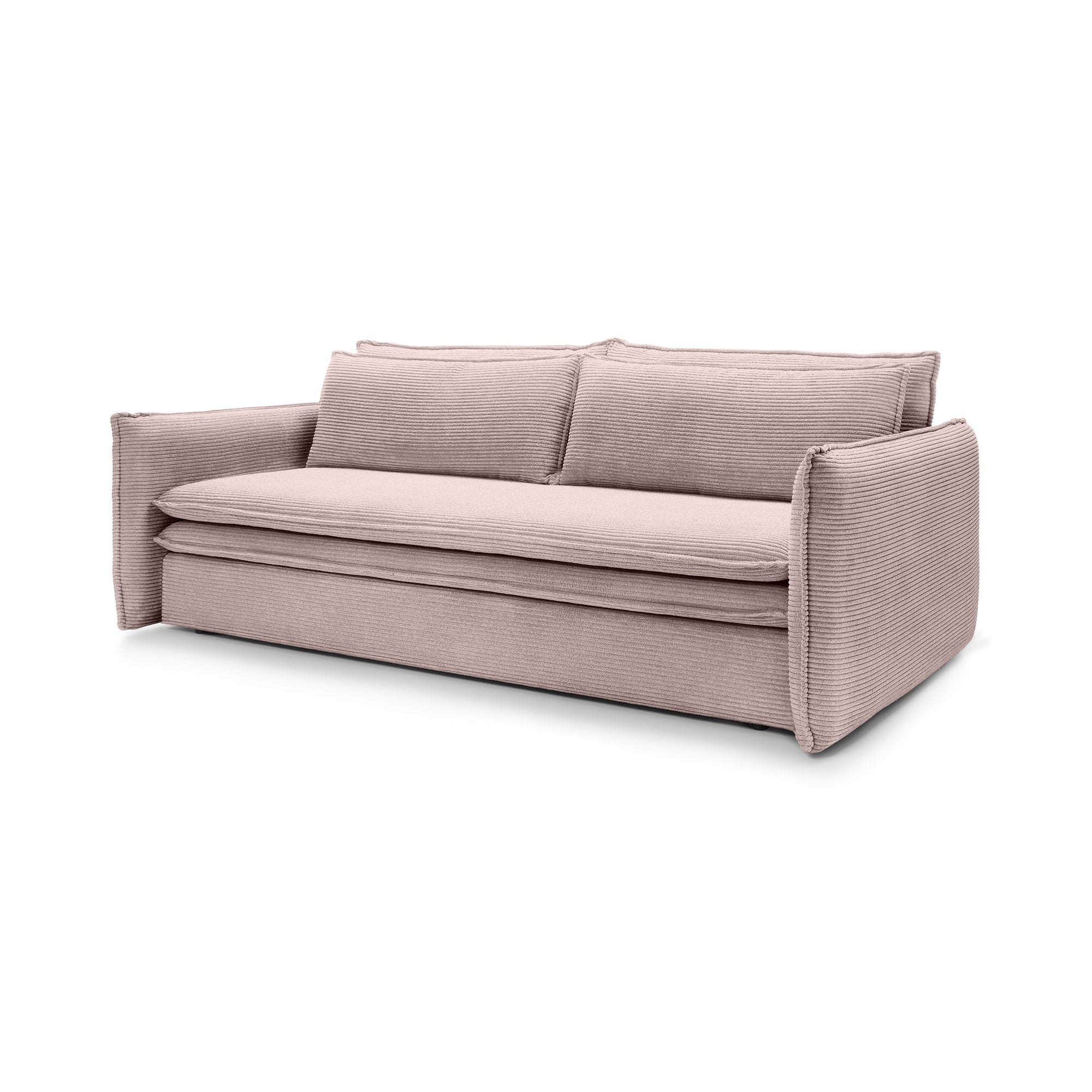 Sofa modułowa z funkcją spania 140x200 i pojemnikiem – sztruksowa, pet friendly | Lily Zgaszony Róż (POSO 52)