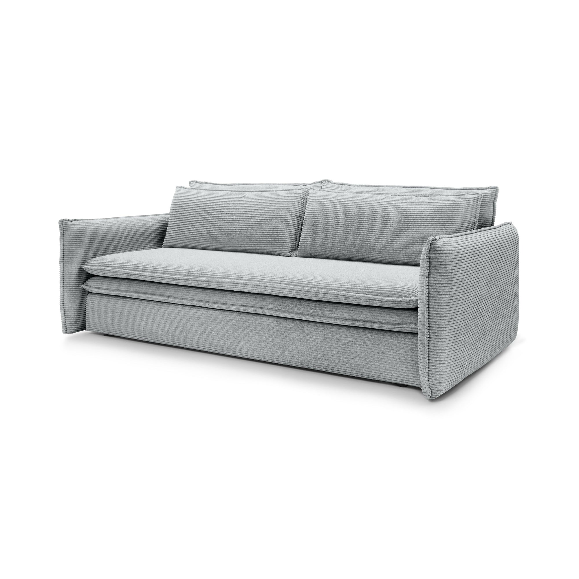 Sofa modułowa z funkcją spania 140x200 i pojemnikiem – sztruksowa, pet friendly | Lily Szary Bambus (POSO 55)