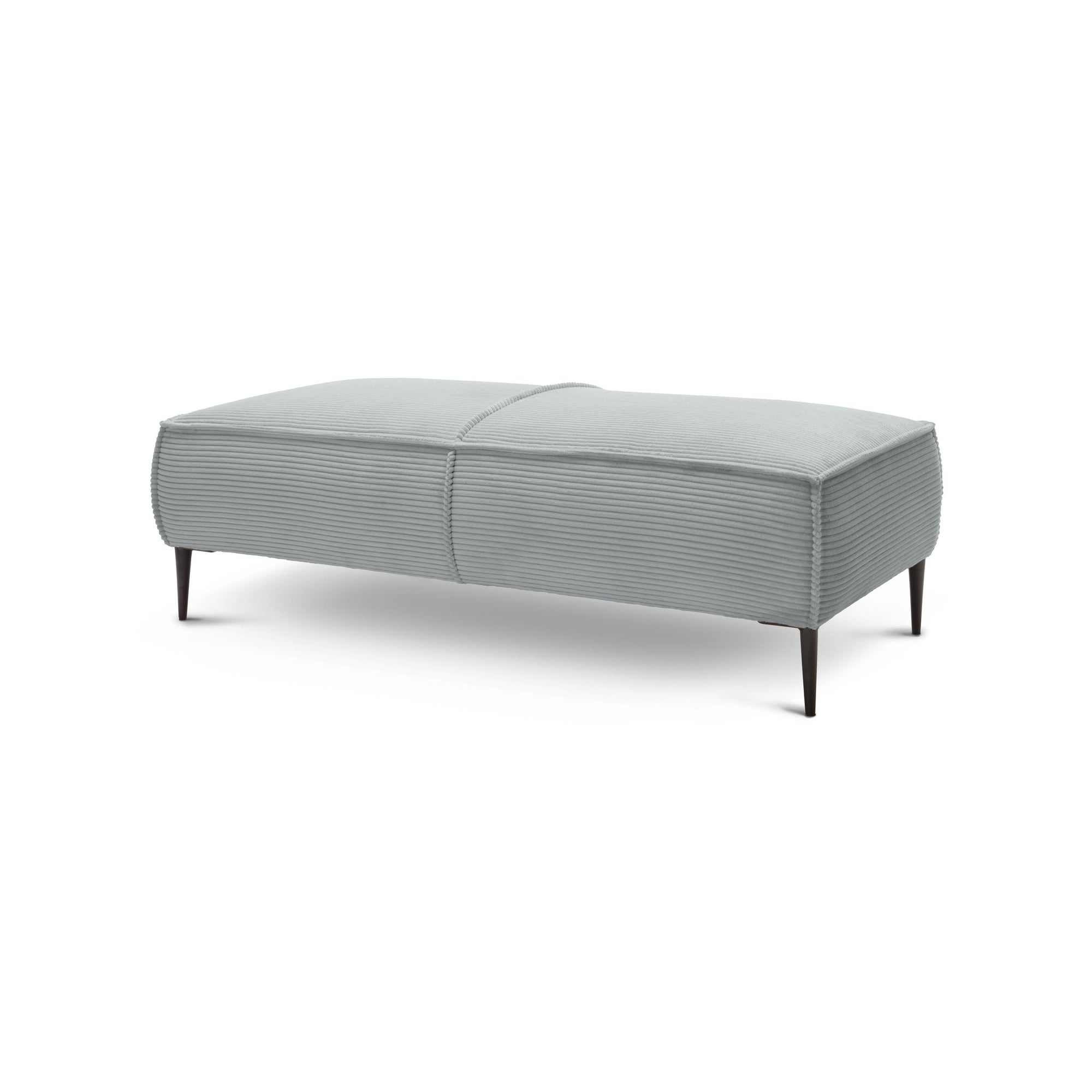 Pufa 140 cm do salonu w stylu modern – kompaktowa forma, elastyczne siedzisko | May Szary Bambus (POSO 55)
