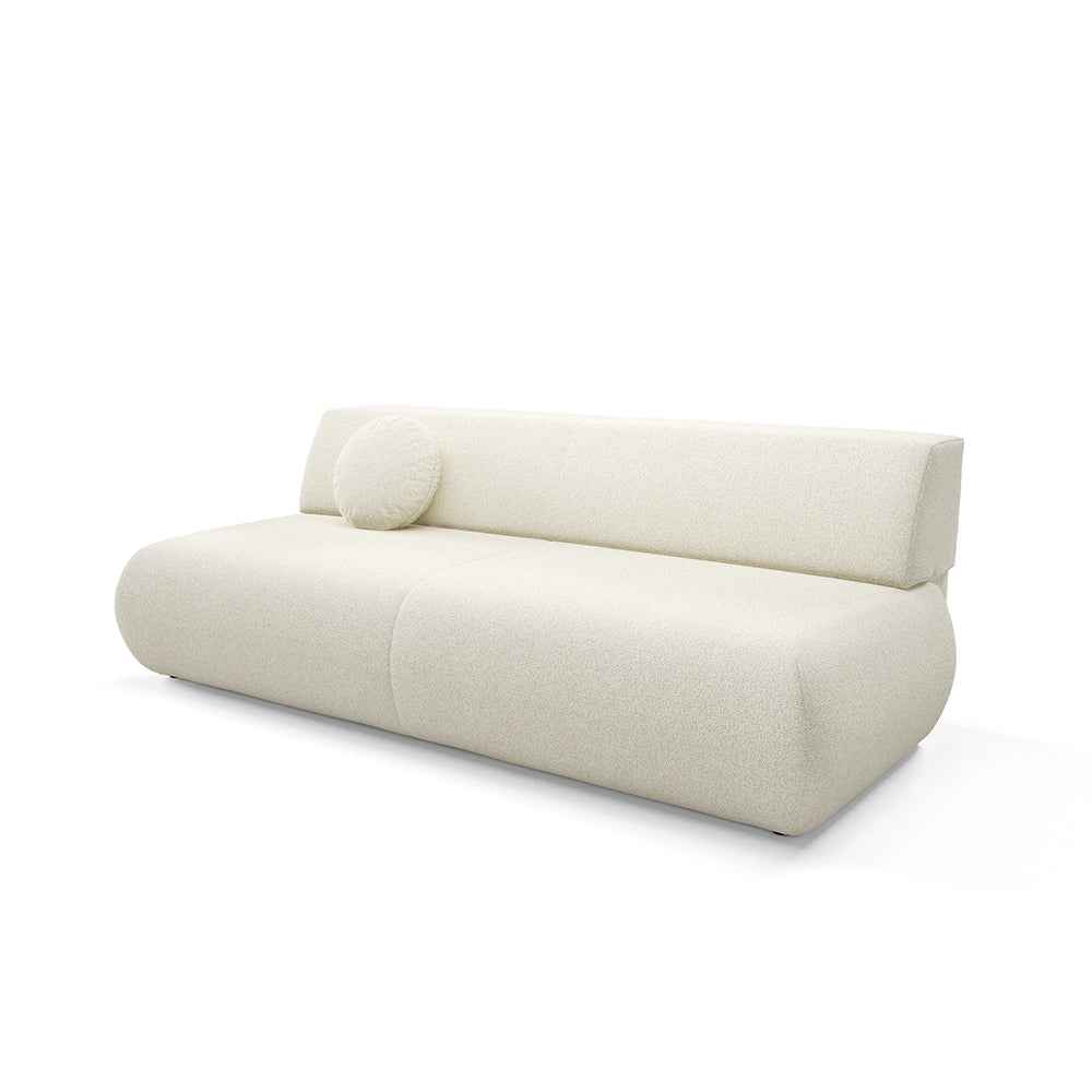 Sofa z funkcją spania 140x213 z pojemnikiem w stylu nowoczesnym – mechanizm DL, regulowany podłokietnik | Puentro Perłowa Poranna Biel (PUENTE 03)