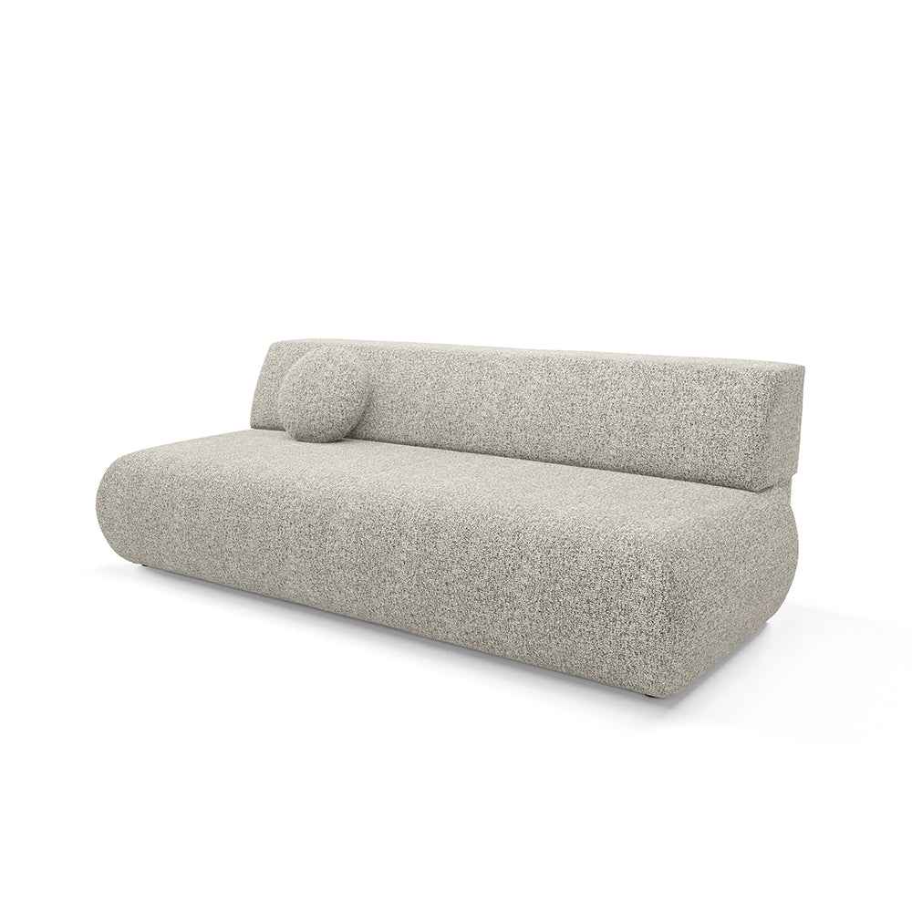 Sofa z funkcją spania 140x213 z pojemnikiem w stylu nowoczesnym – mechanizm DL, regulowany podłokietnik | Puentro Lniana Mgła (PUENTE 11)