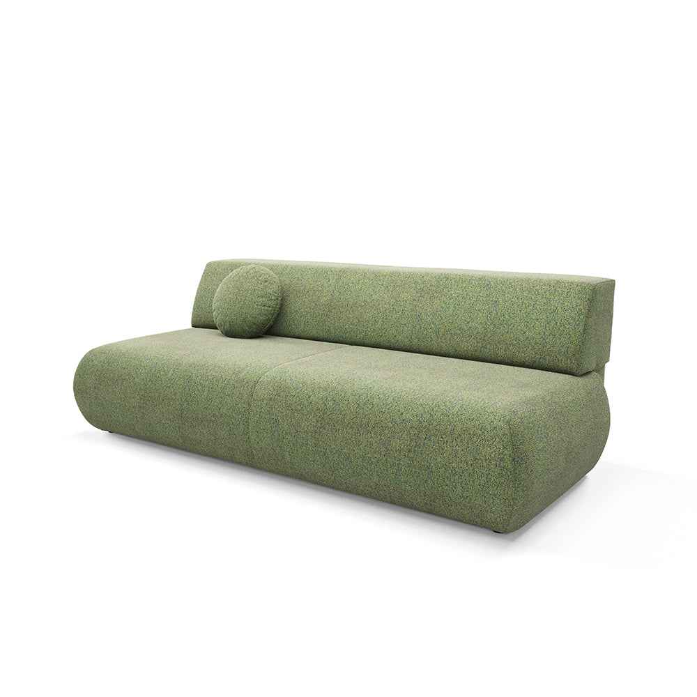 Sofa z funkcją spania 140x213 z pojemnikiem w stylu nowoczesnym – mechanizm DL, regulowany podłokietnik | Puentro Zielony Chmiel (PUENTE 34)