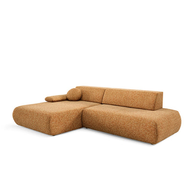 Narożnik 4-osobowy z funkcją spania w stylu minimalistycznym | Puentro Lewo Miodowa Sepia (PUENTE 52)