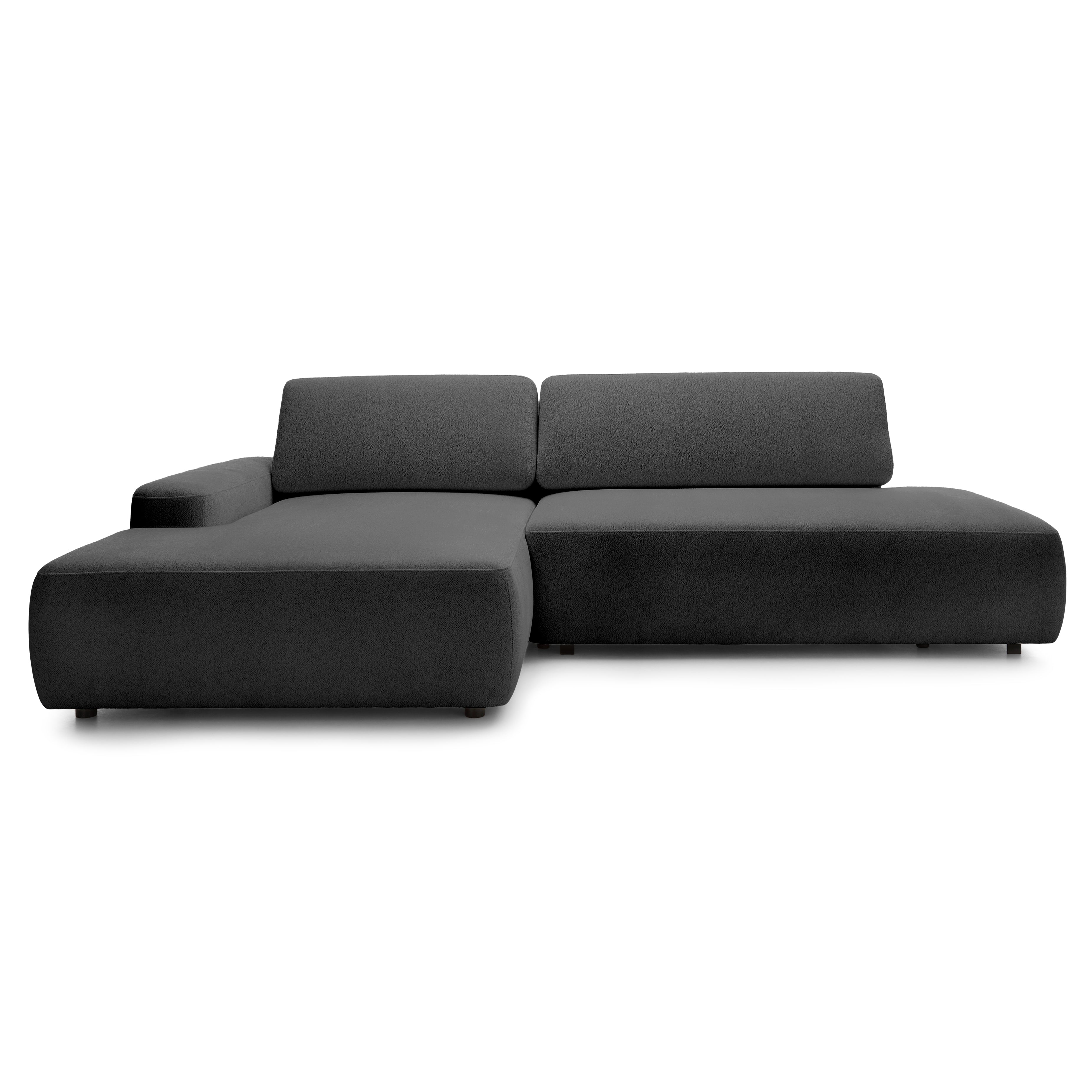 Narożnik z funkcją spania 4-osobowy 125x210 w stylu japandi | Bamby Lewostronny Popielaty Granit (RAVEN 13)