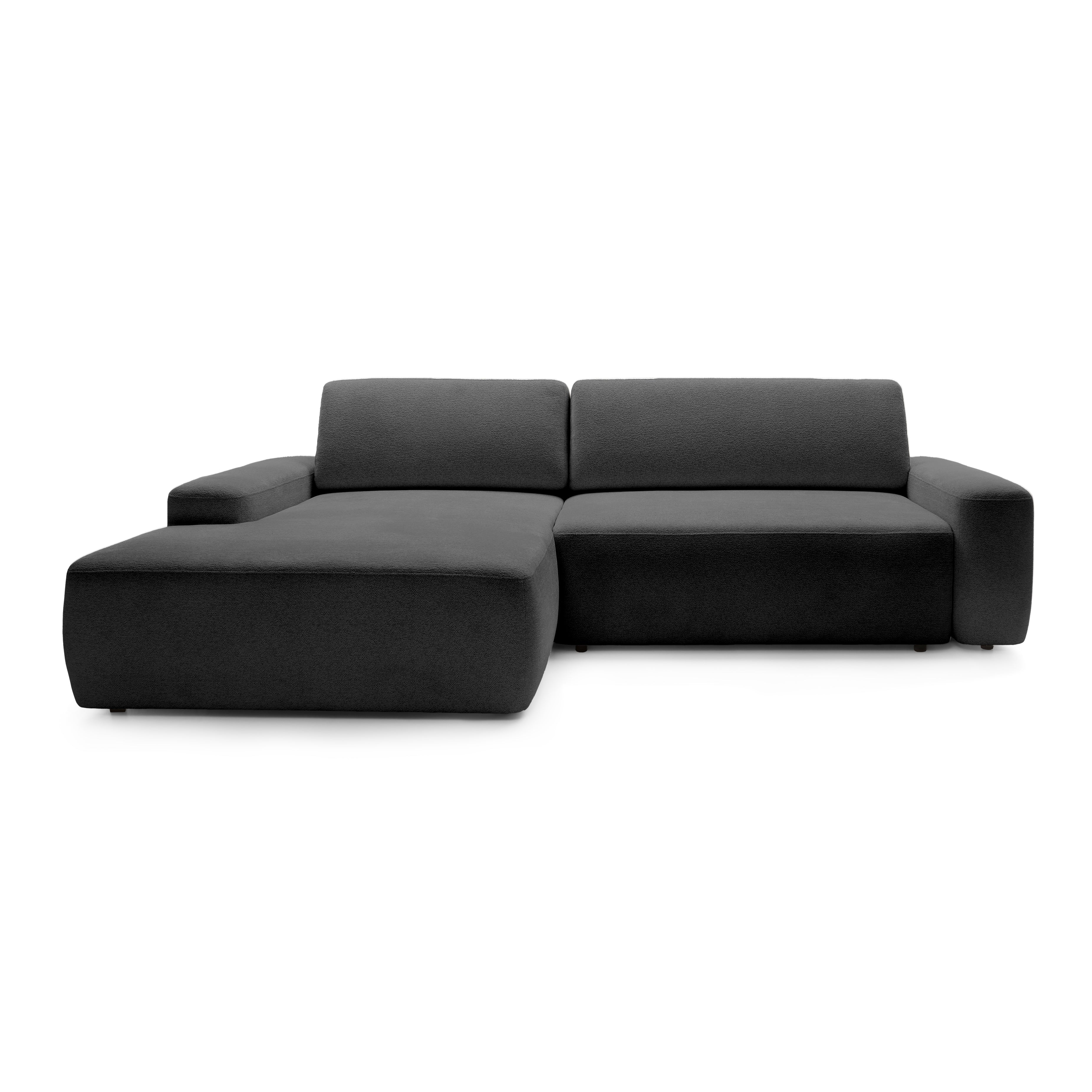 Narożnik z funkcją spania 3-osobowy 125x210 w stylu nowoczesnym | Bamby Lewostronny Popielaty Granit (RAVEN 13)