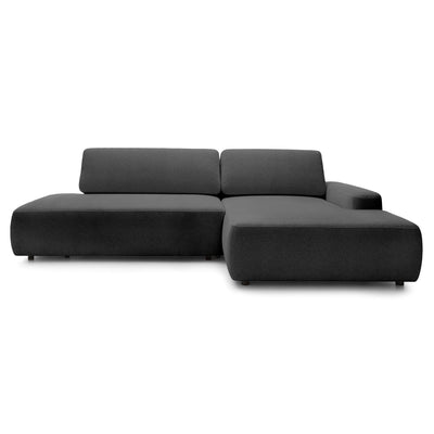 Narożnik z funkcją spania 4-osobowy 125x210 w stylu japandi | Bamby Prawostronny Popielaty Granit (RAVEN 13)