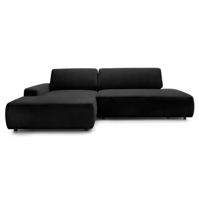 Narożnik z funkcją spania 4-osobowy 125x210 w stylu japandi | Bamby Lewostronny Nocna Czerń (RAVEN 18)