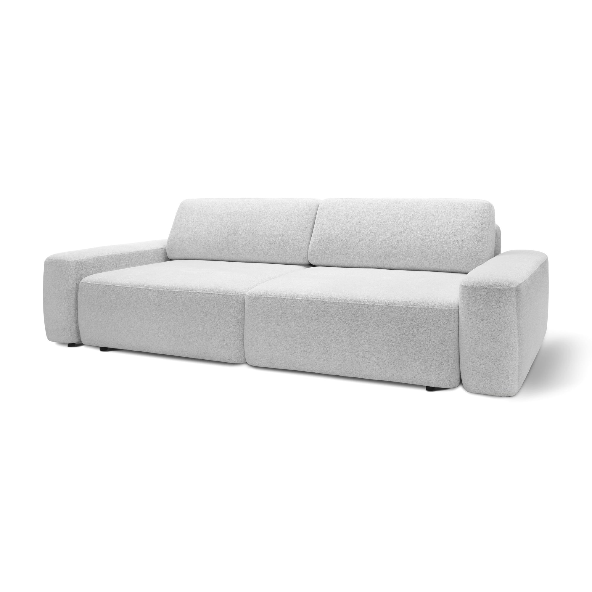 Sofa z funkcją spania 200x136 z pojemnikiem DL – bouclé Raven | Bamby Poranna Rosa (RAVEN 21)