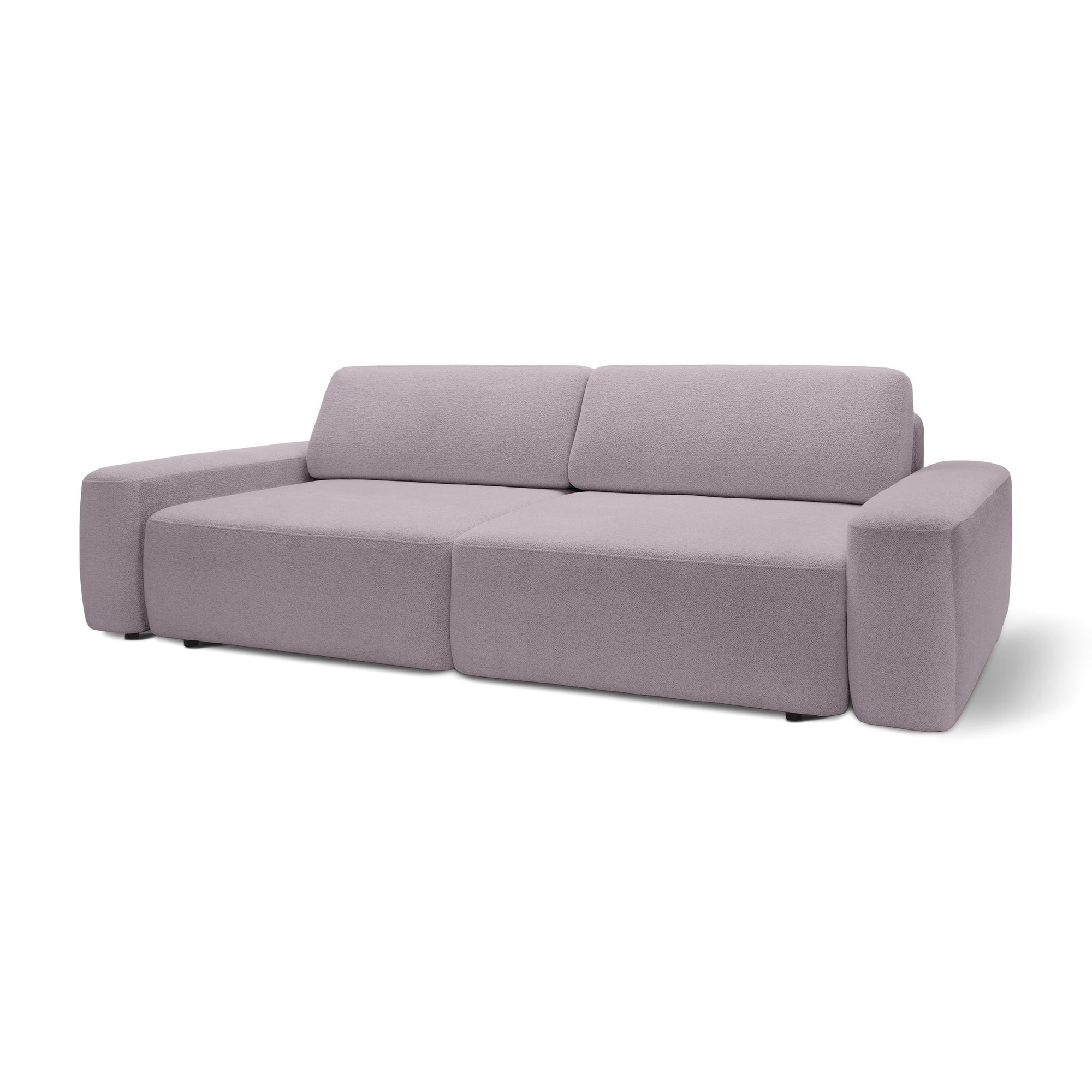 Sofa z funkcją spania 200x136 z pojemnikiem DL – bouclé Raven | Bamby Pył Różany (RAVEN 30)
