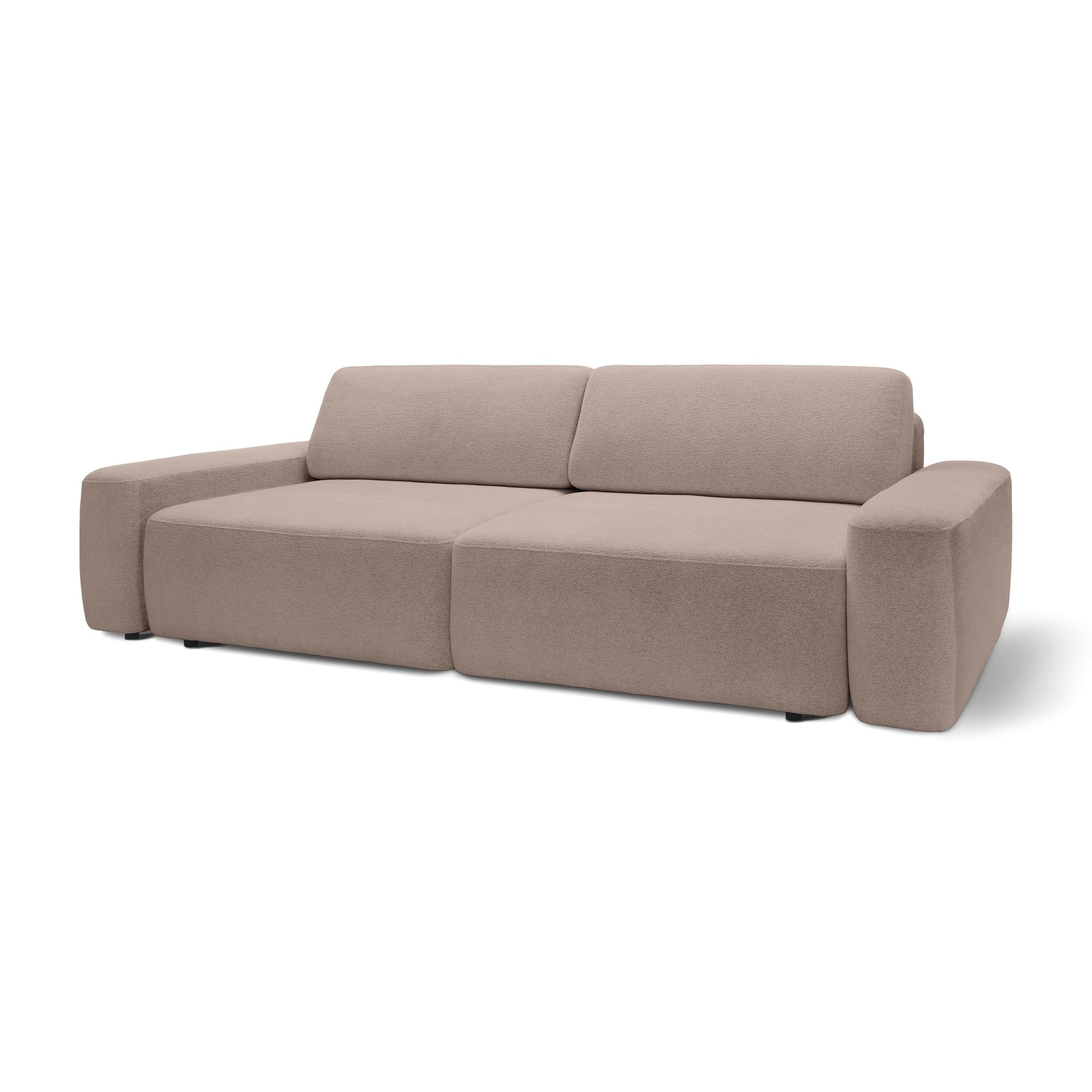 Sofa z funkcją spania 200x136 z pojemnikiem DL – bouclé Raven | Bamby Karmelowy Beż (RAVEN 34)