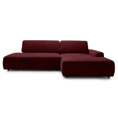 Narożnik z funkcją spania 4-osobowy 125x210 w stylu japandi | Bamby Prawostronny Czerwone Wino (RAVEN 59)