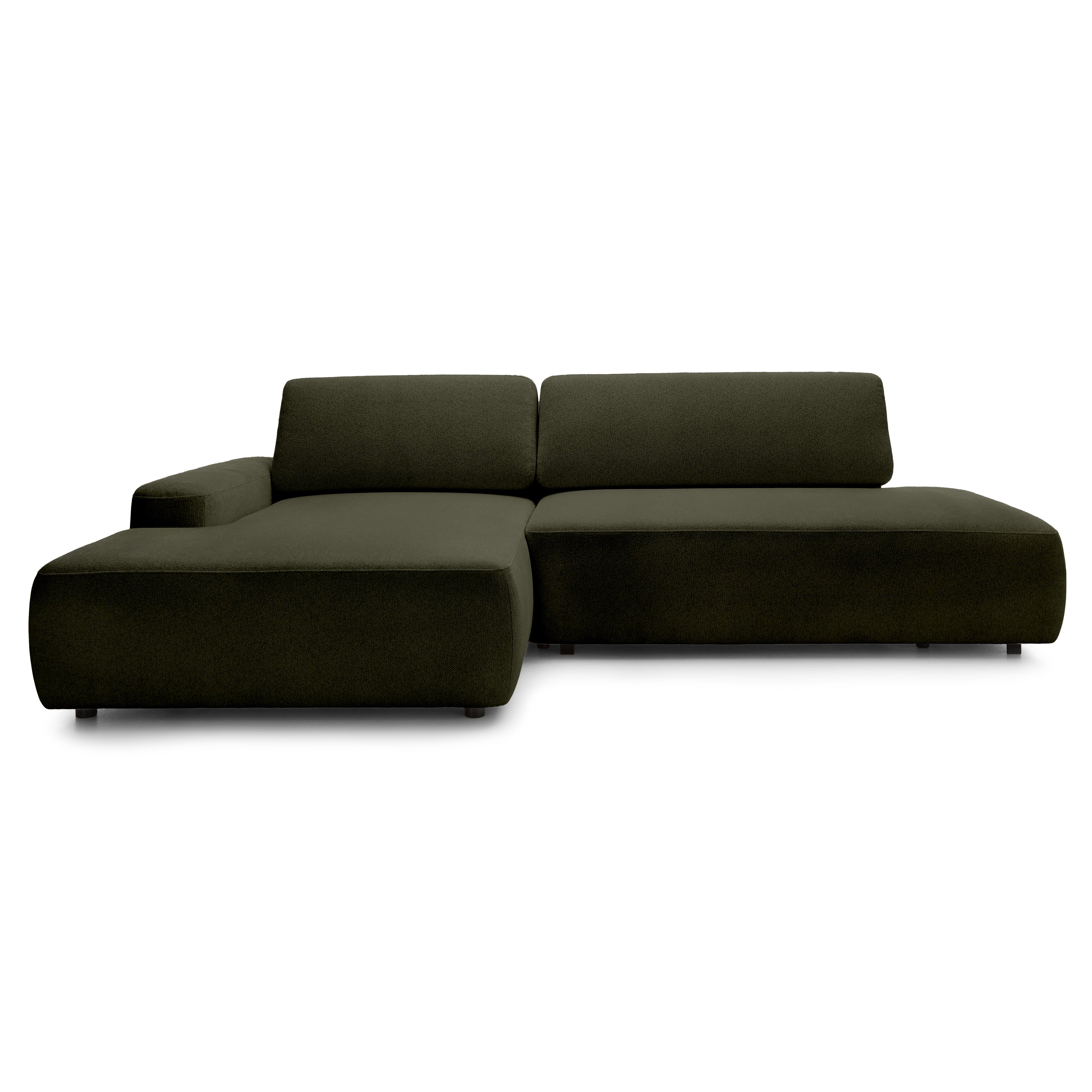 Narożnik z funkcją spania 4-osobowy 125x210 w stylu japandi | Bamby Lewostronny Palona Kawa (RAVEN 78)