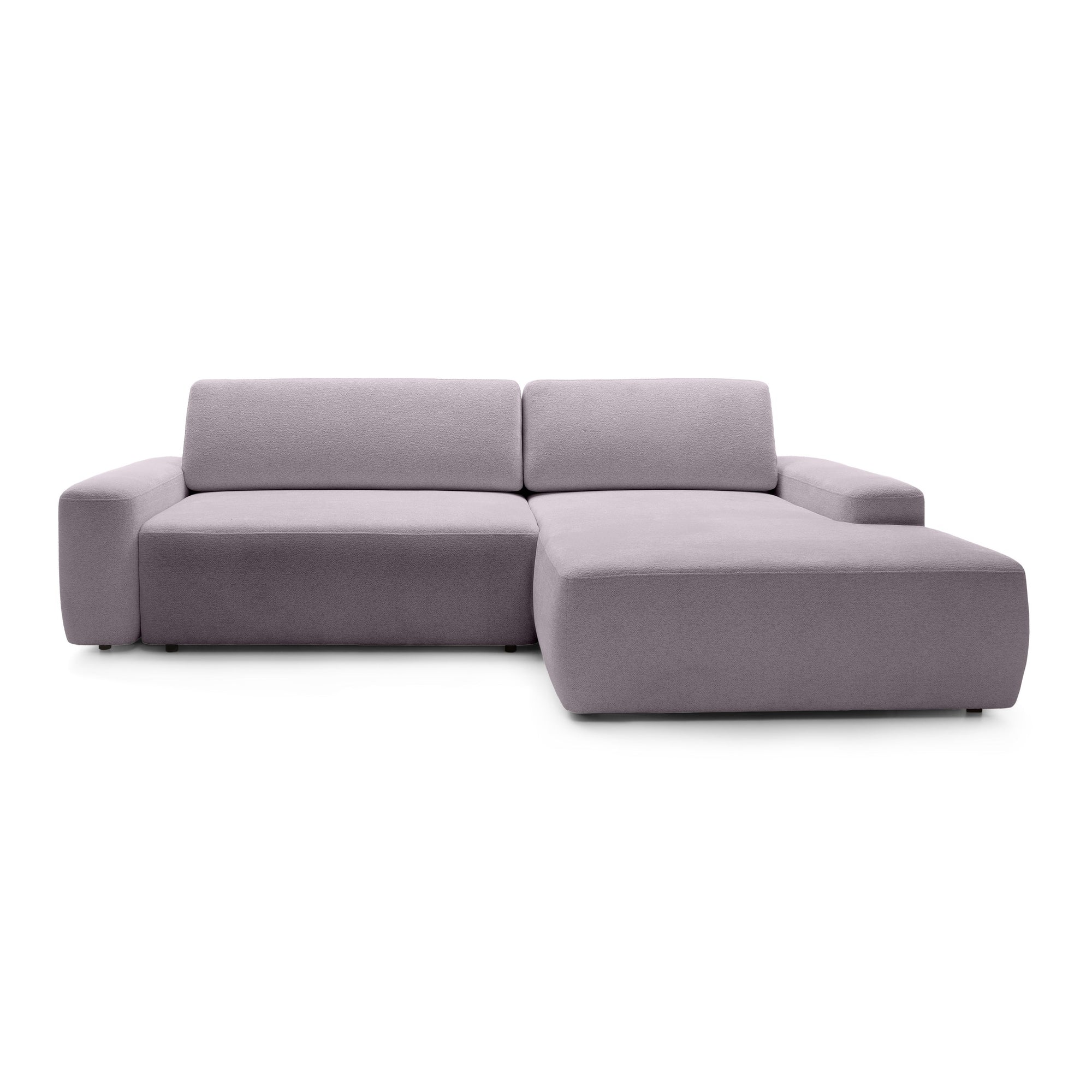 Narożnik z funkcją spania 3-osobowy 125x210 w stylu nowoczesnym – tkanina REVEN, pojemnik na pościel, mechanizm DL | Bamby Prawostronny Jesienny Róż (RAVEN 91)
