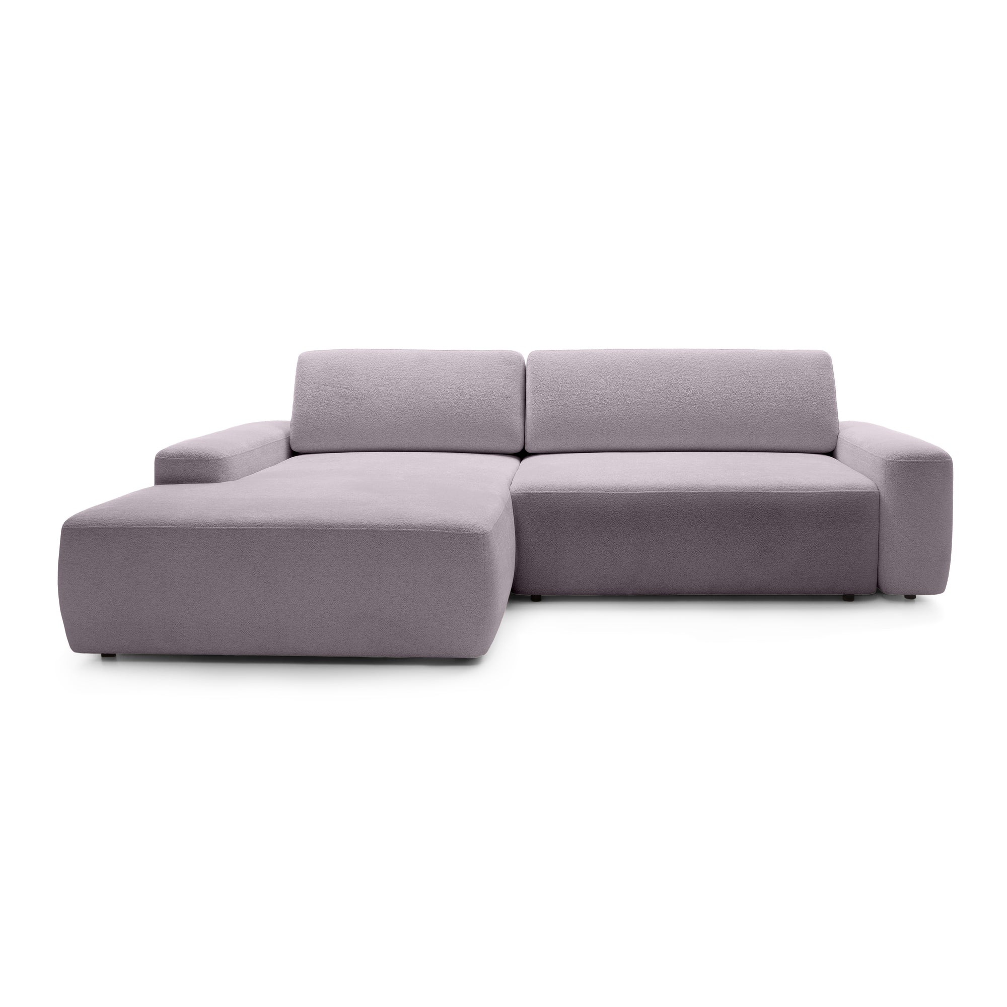 Narożnik z funkcją spania 3-osobowy 125x210 w stylu nowoczesnym – tkanina REVEN, pojemnik na pościel, mechanizm DL | Bamby Lewostronny Jesienny Róż (RAVEN 91)