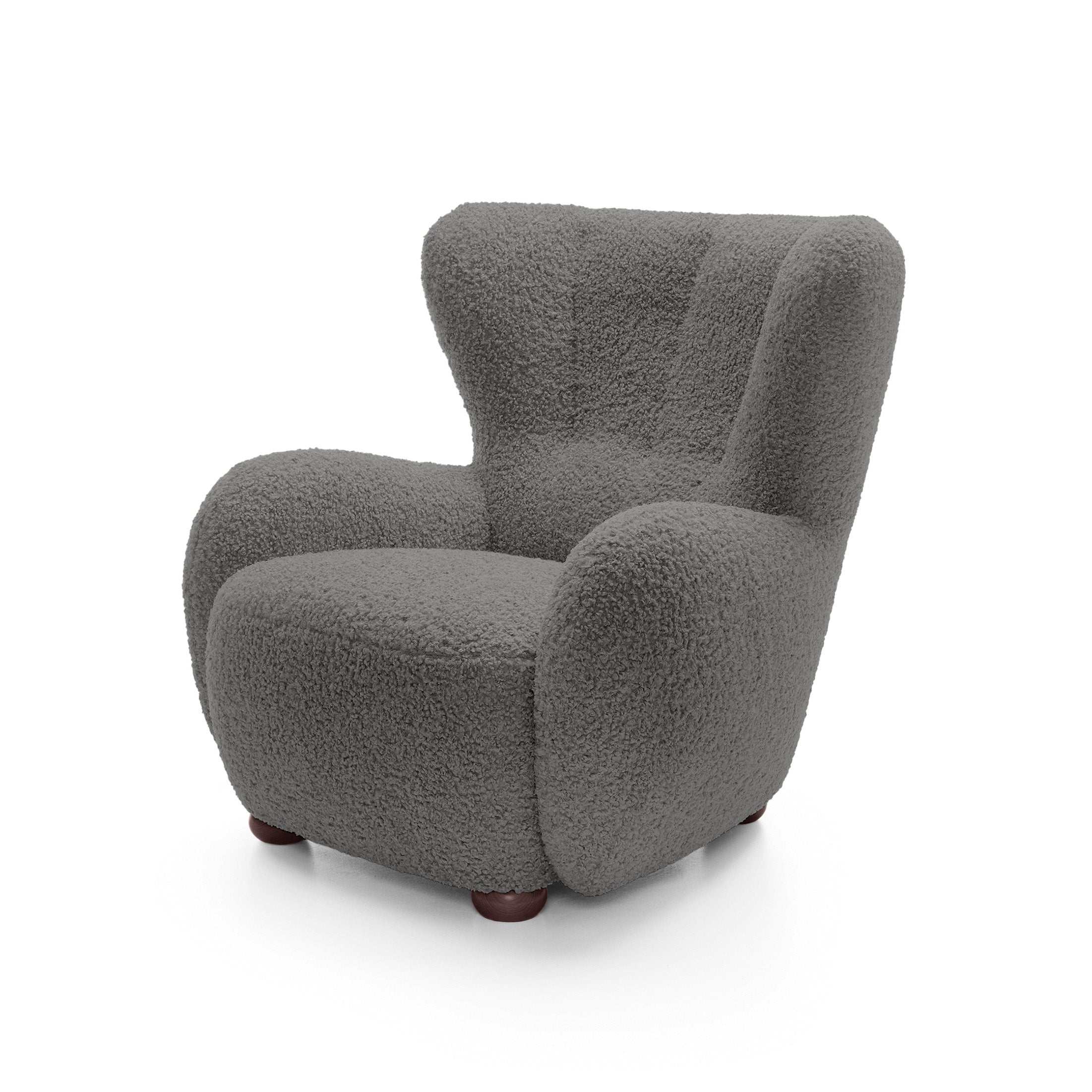 Fotel 88 cm do relaksu w stylu skandynawskim | Tedi Bazaltowy Brąz (ROLF 07) Orzech