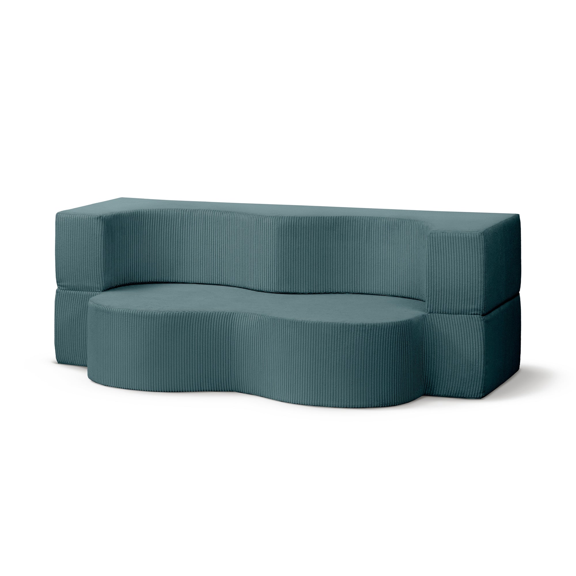 Sofa piankowa wolnostojąca 200 cm z funkcją spania w stylu japandi – sztruks POSO, kompaktowa forma | Kamelia Głęboki Grafit (POSO 125)