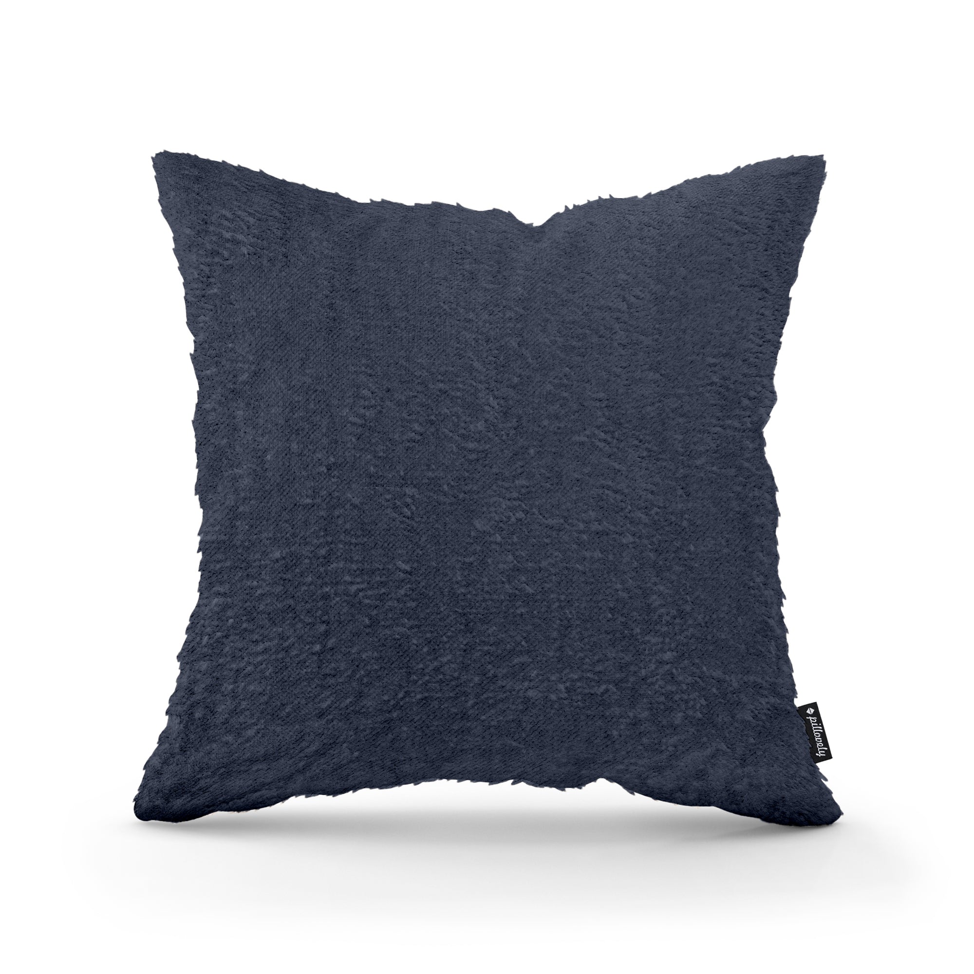 Poduszka dekoracyjna 45×45 cm w stylu glamour – plusz 100% PES, miękka struktura | Plusz Atramentowy Grafit (SORRISO 01)