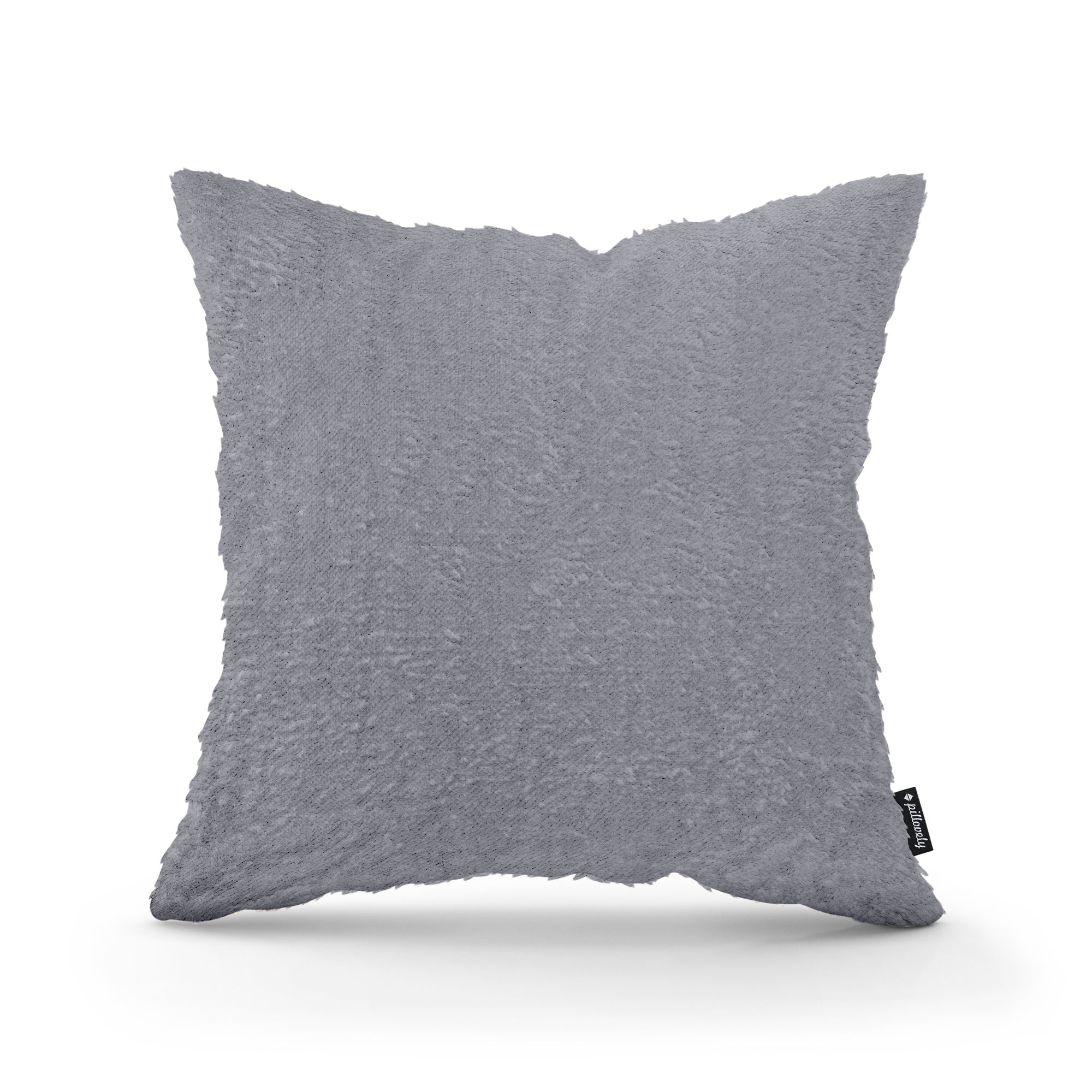 Poduszka dekoracyjna 45×45 cm w stylu glamour – plusz 100% PES, miękka struktura | Plusz Stalowy Popiół (SORRISO 04)