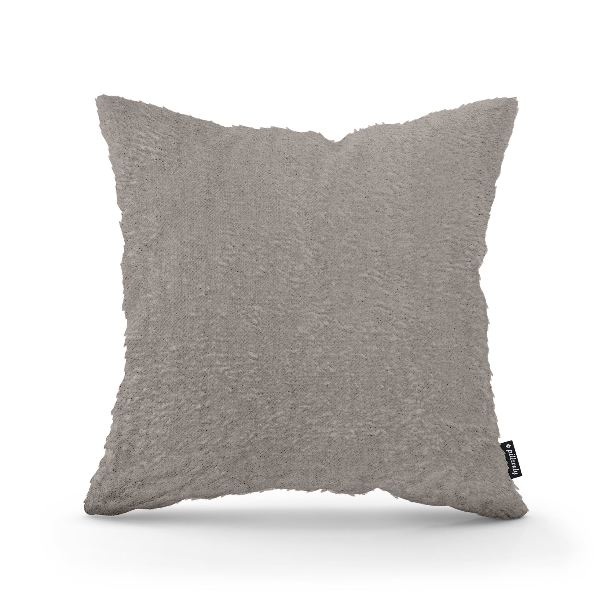 Poduszka dekoracyjna 45×45 cm w stylu glamour – plusz 100% PES, miękka struktura | Plusz Szarość Piasku (SORRISO 05)