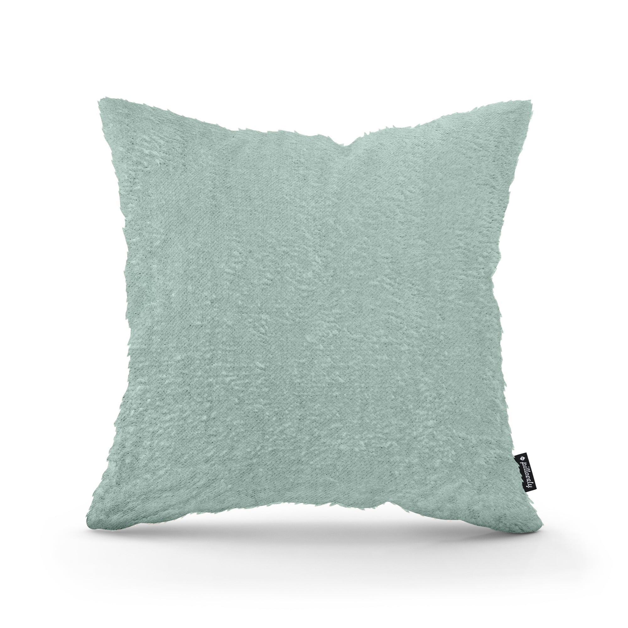 Poduszka dekoracyjna 45×45 cm w stylu glamour – plusz 100% PES, miękka struktura | Plusz Pastelowa Zieleń (SORRISO 08)