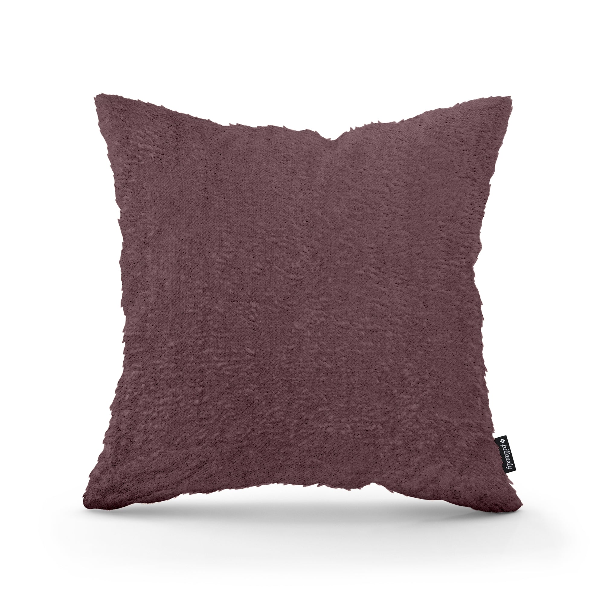 Poduszka dekoracyjna 45×45 cm w stylu glamour – plusz 100% PES, miękka struktura | Plusz Ciemna Śliwka (SORRISO 11)