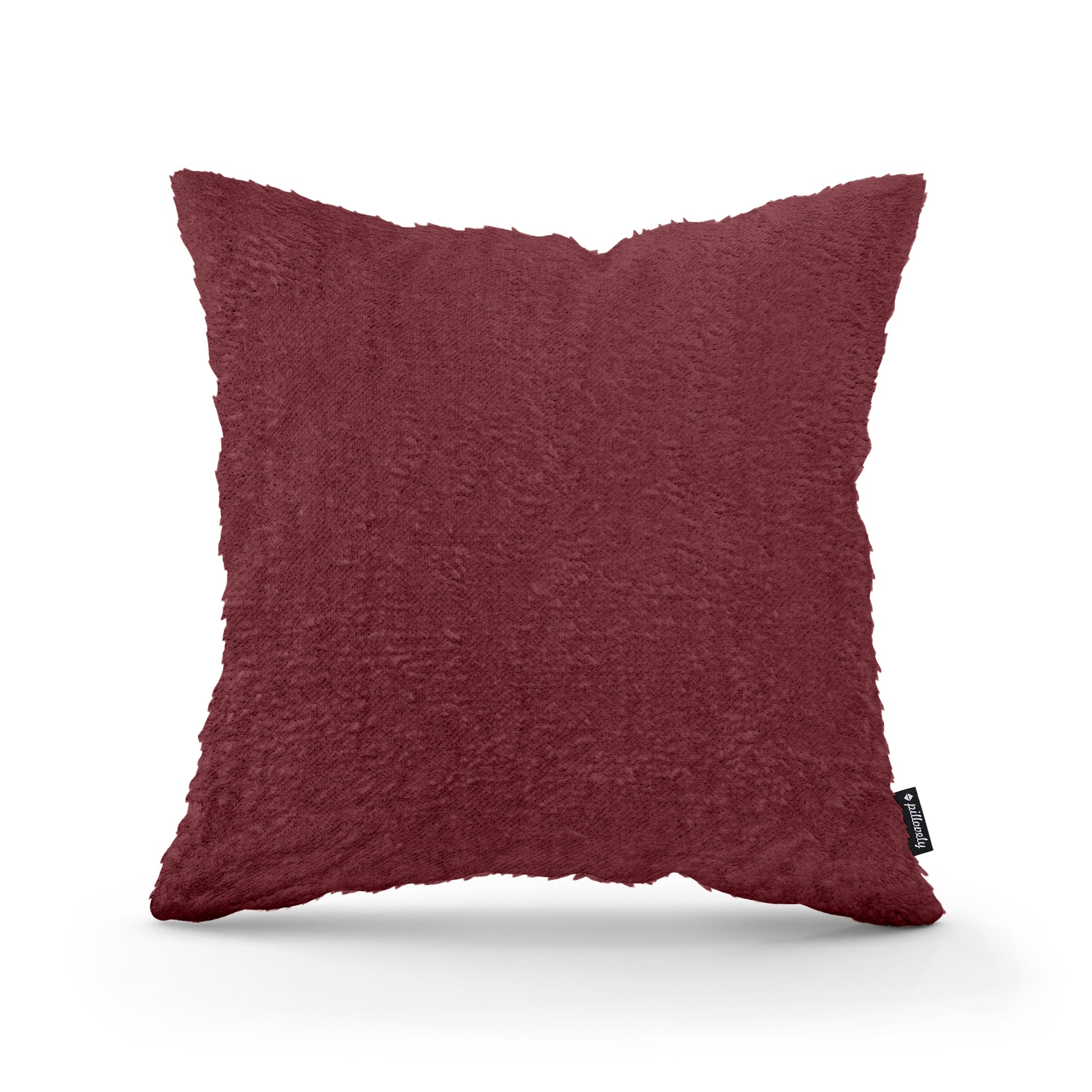 Poduszka dekoracyjna 45×45 cm w stylu glamour – plusz 100% PES, miękka struktura | Plusz Burgundowy Kamień (SORRISO 12)