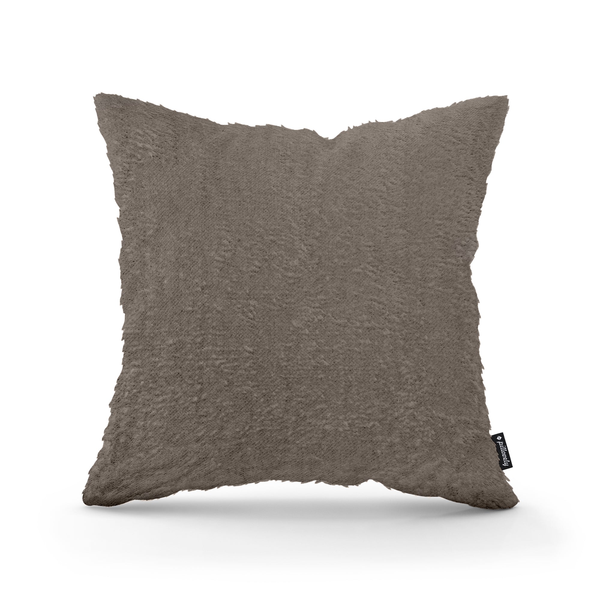 Poduszka dekoracyjna 45×45 cm w stylu glamour – plusz 100% PES, miękka struktura | Plusz Brązowy Taupe (SORRISO 18)