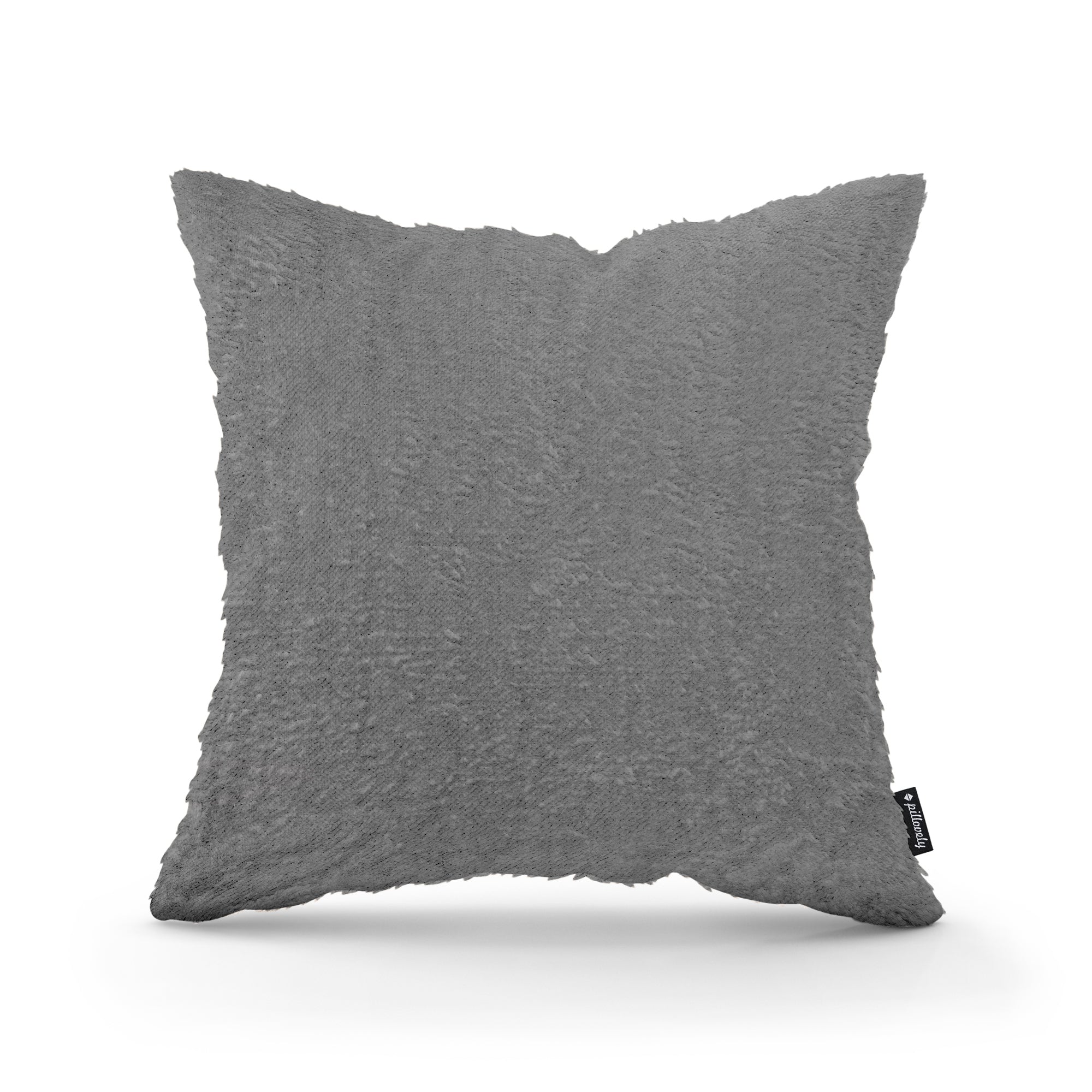 Poduszka dekoracyjna 45×45 cm w stylu glamour – plusz 100% PES, miękka struktura | Plusz Grafitowy Pył (SORRISO 19)
